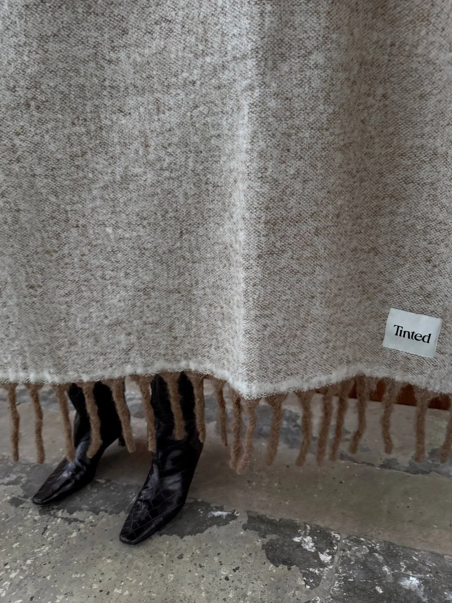 Fridh mohairpläd, Brown-off white, 130x170 cm Tinted