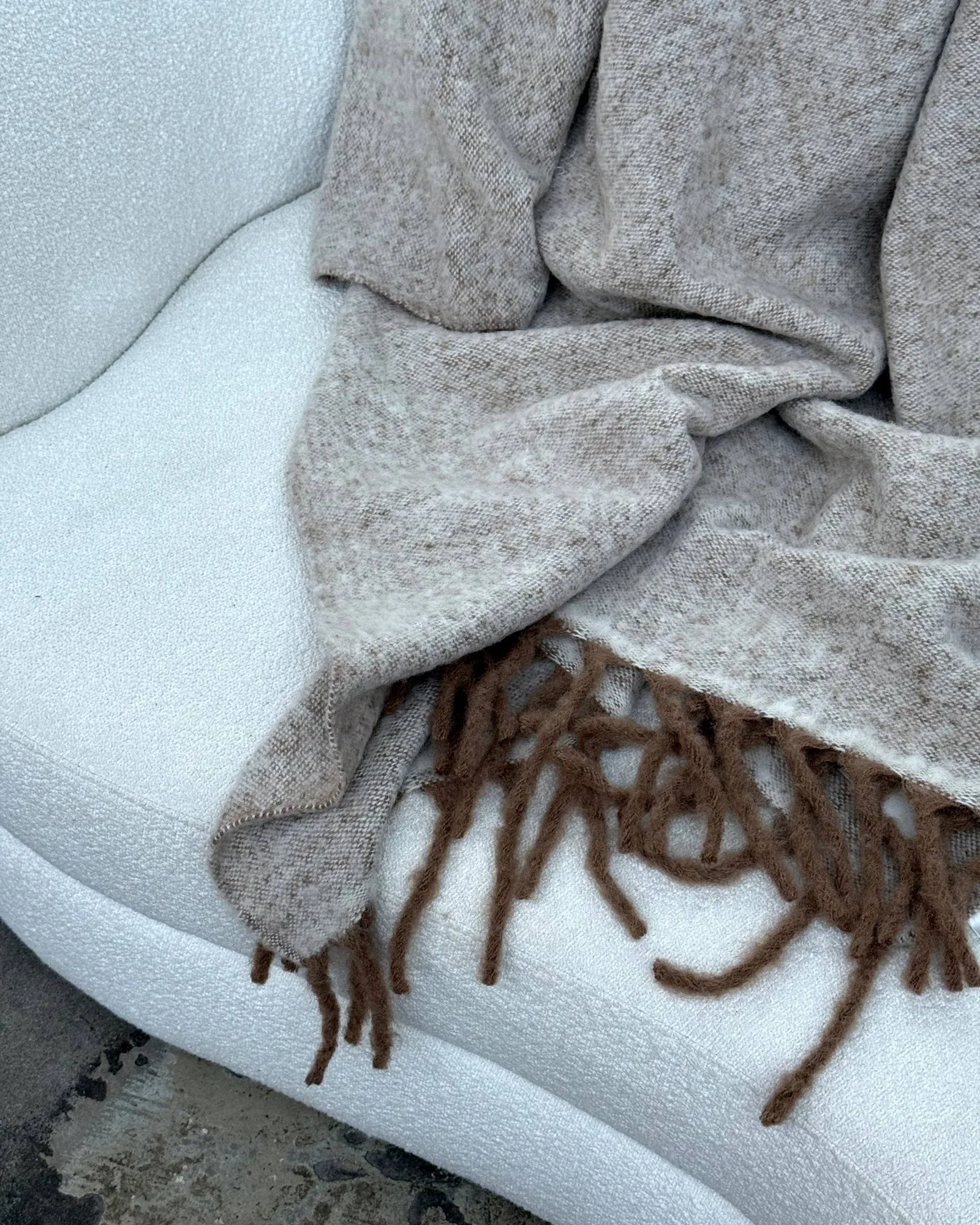 Fridh mohairpläd, Brown-off white, 130x170 cm Tinted