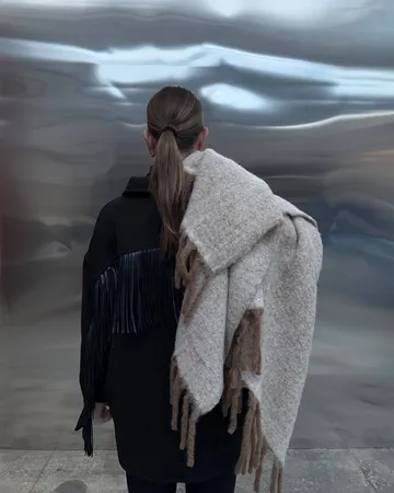 Fridh mohairpläd - Brown-off white, 130x170 cm - Tinted