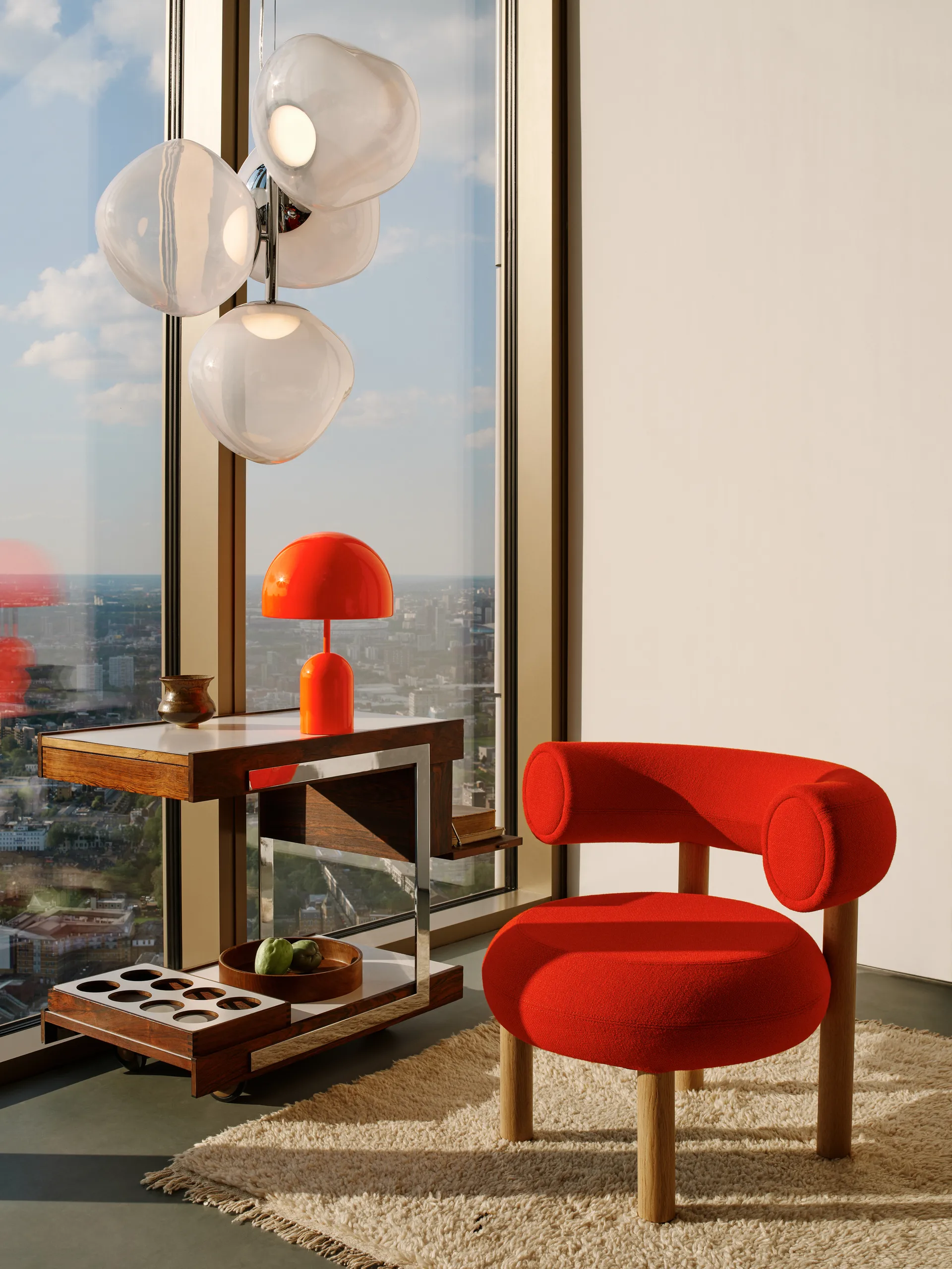 Bell Portabel LED bordslampa 28 cm, Fluoro (röd) Tom Dixon