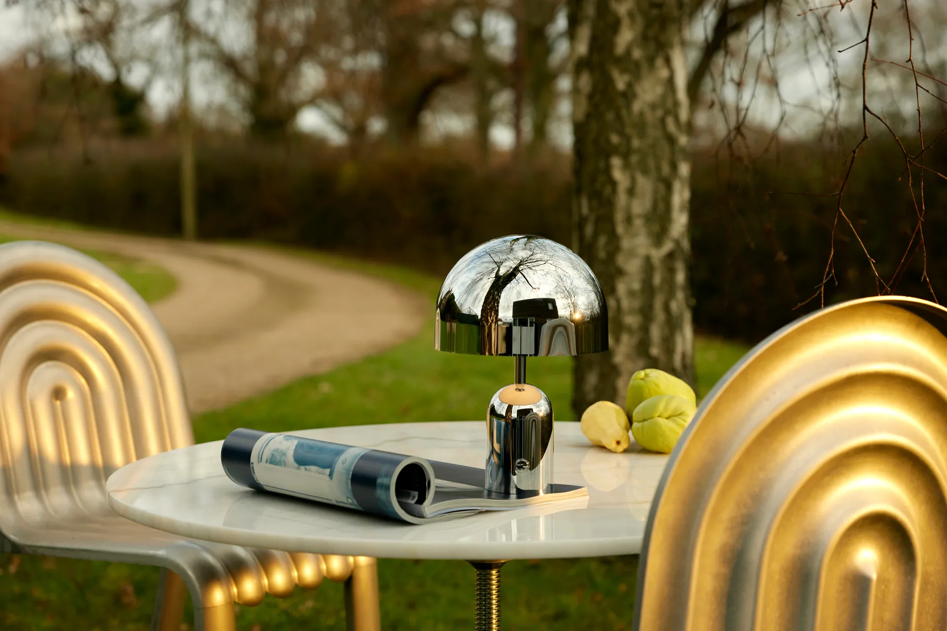 Bell Portabel LED bordslampa 28 cm, Silver Tom Dixon