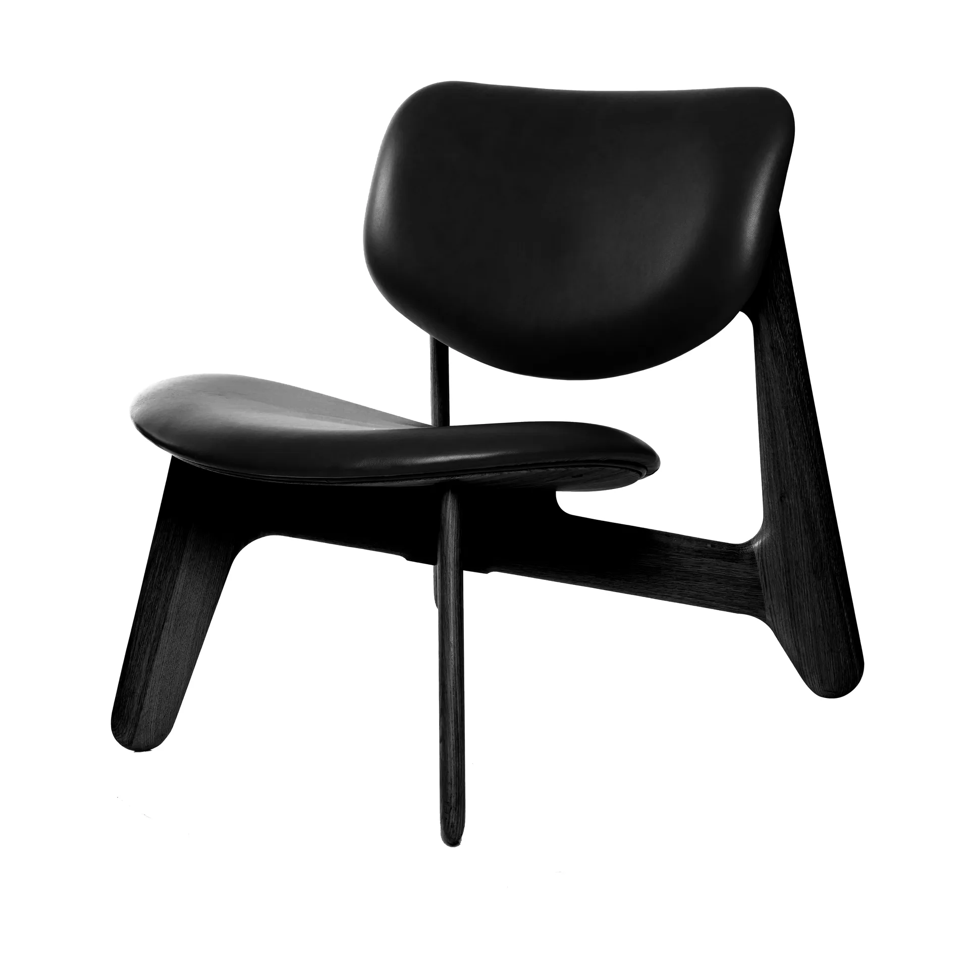 Slab loungestol klädd sits, Black ash-black leather Tom Dixon