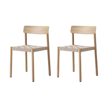 Betty TK1 stol, Ek-naturflätad linnebandsits, 2-pack - &Tradition