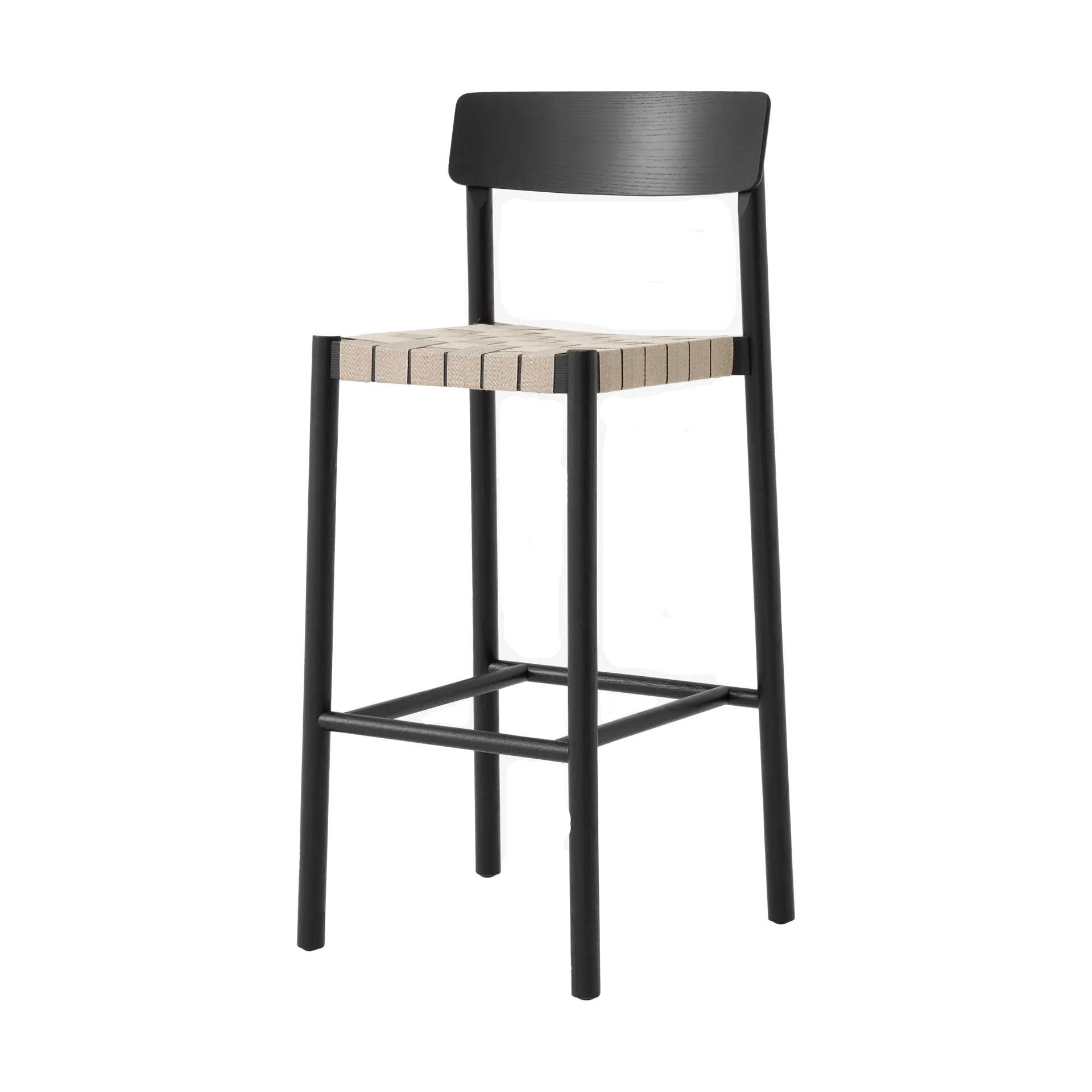 Betty TK15 Bar Chair barstol 75 cm, Svartlackad ask-naturfärgat lin &Tradition