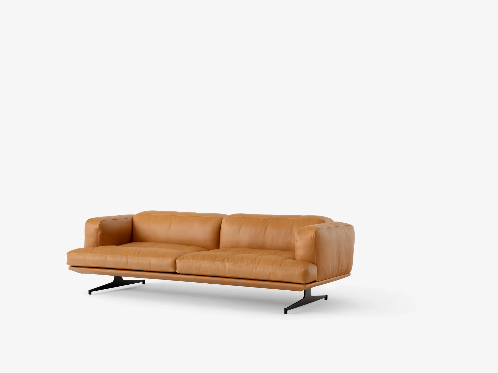 Inland AV23 3-sits soffa, Noble leather cognac-warm black &Tradition