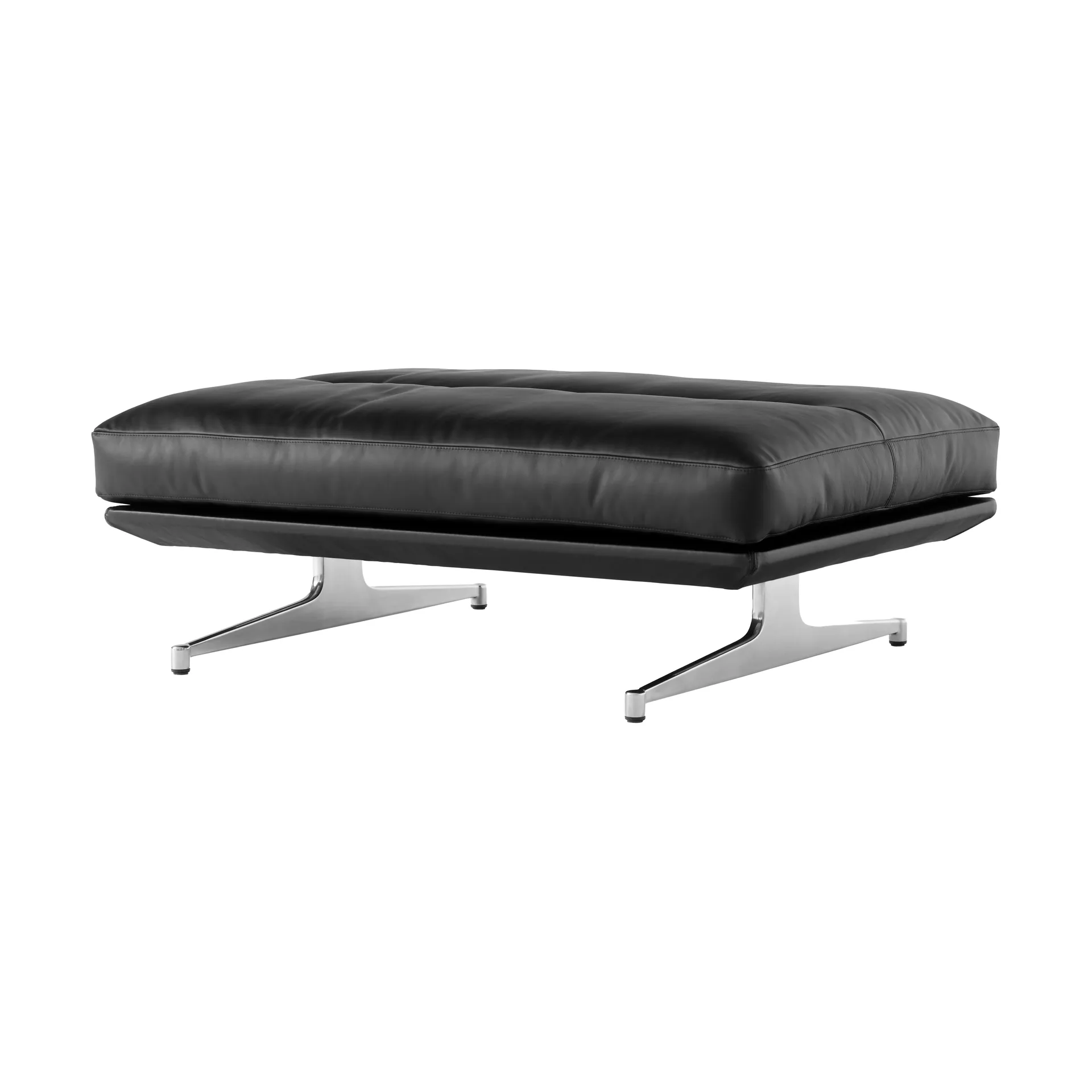 Inland AV32 pouf 78x113 cm, Noble läder svart-polished alu &Tradition