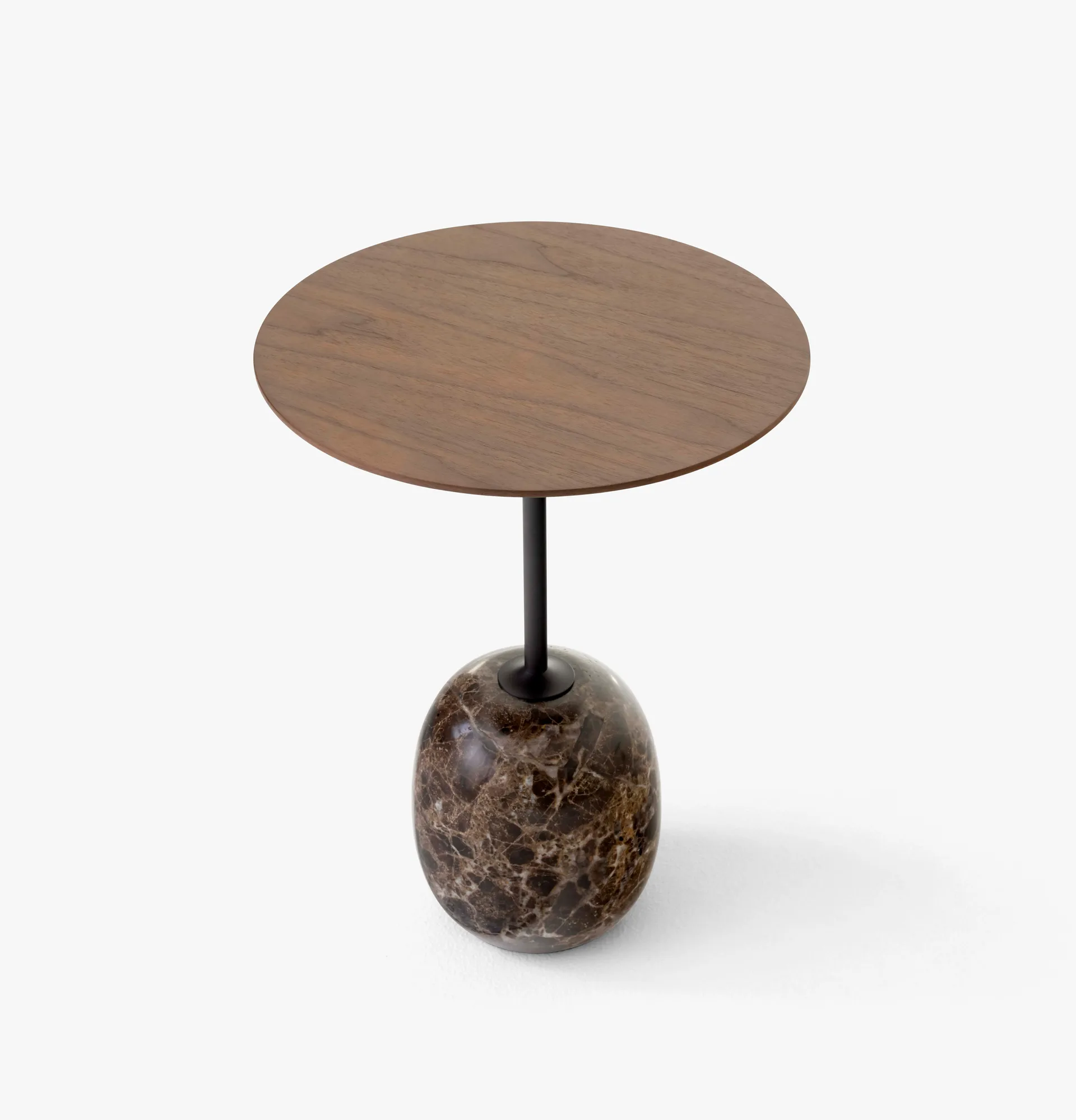 Lato bord LN8, Lacquered walnut-Emperador marble &Tradition