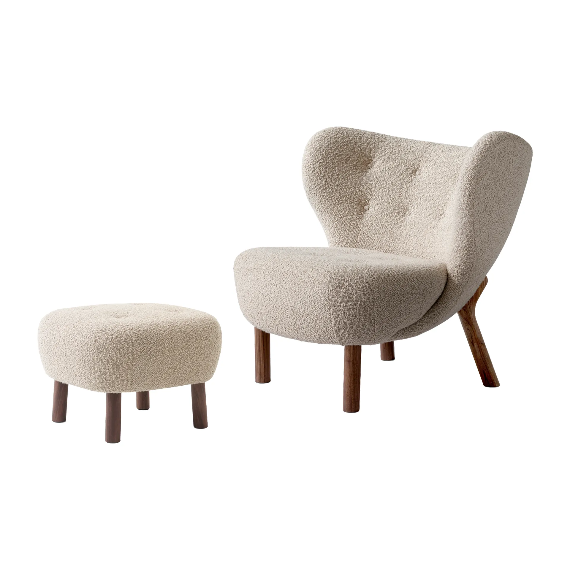 Little Petra VB1 fåtölj inkl. pouf ATD1, Oljad valnöt-Karakorum 003 &Tradition