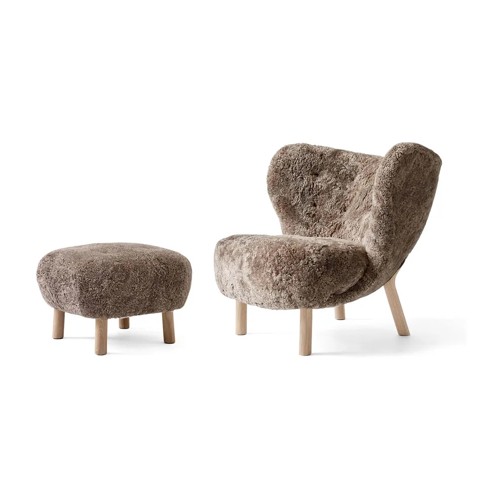 Little Petra VB1 fåtölj inkl. pouf ATD1, Vitoljad ek- Sahara &Tradition