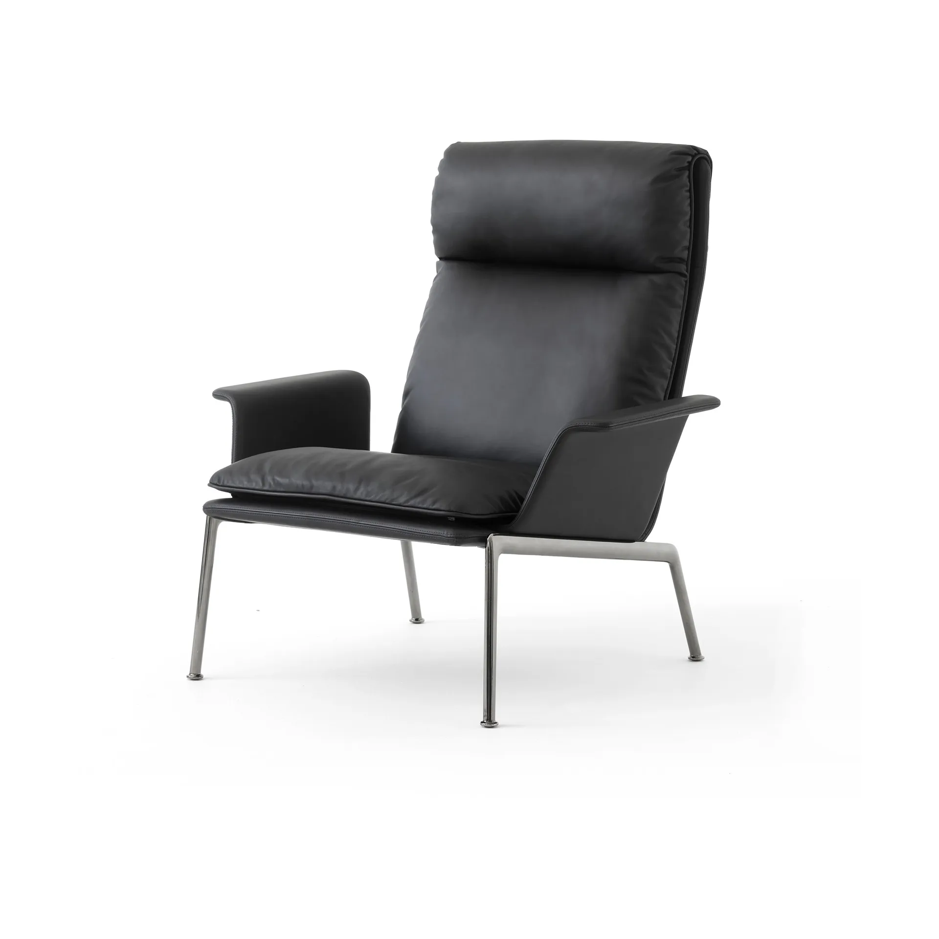 Muno LN17 High back loungefåtölj, Dark chrome-Black &Tradition