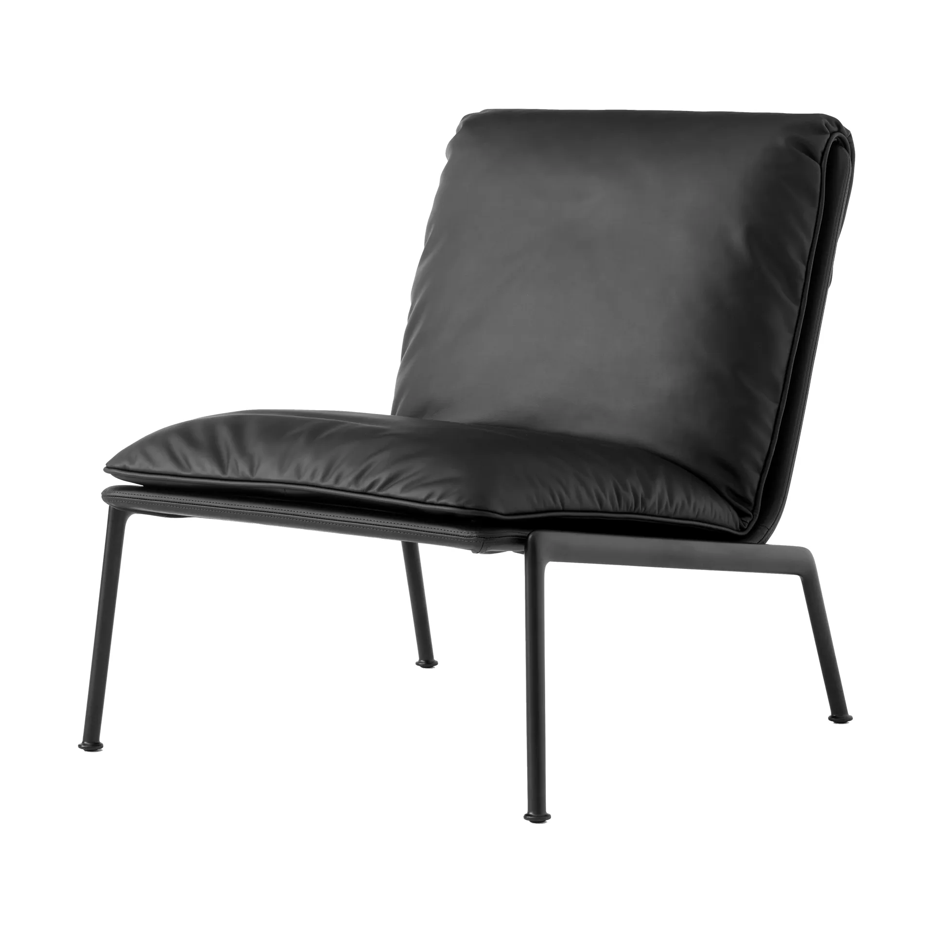 Muno LN18 loungefåtölj, Dark chrome-Noble leather Black &Tradition