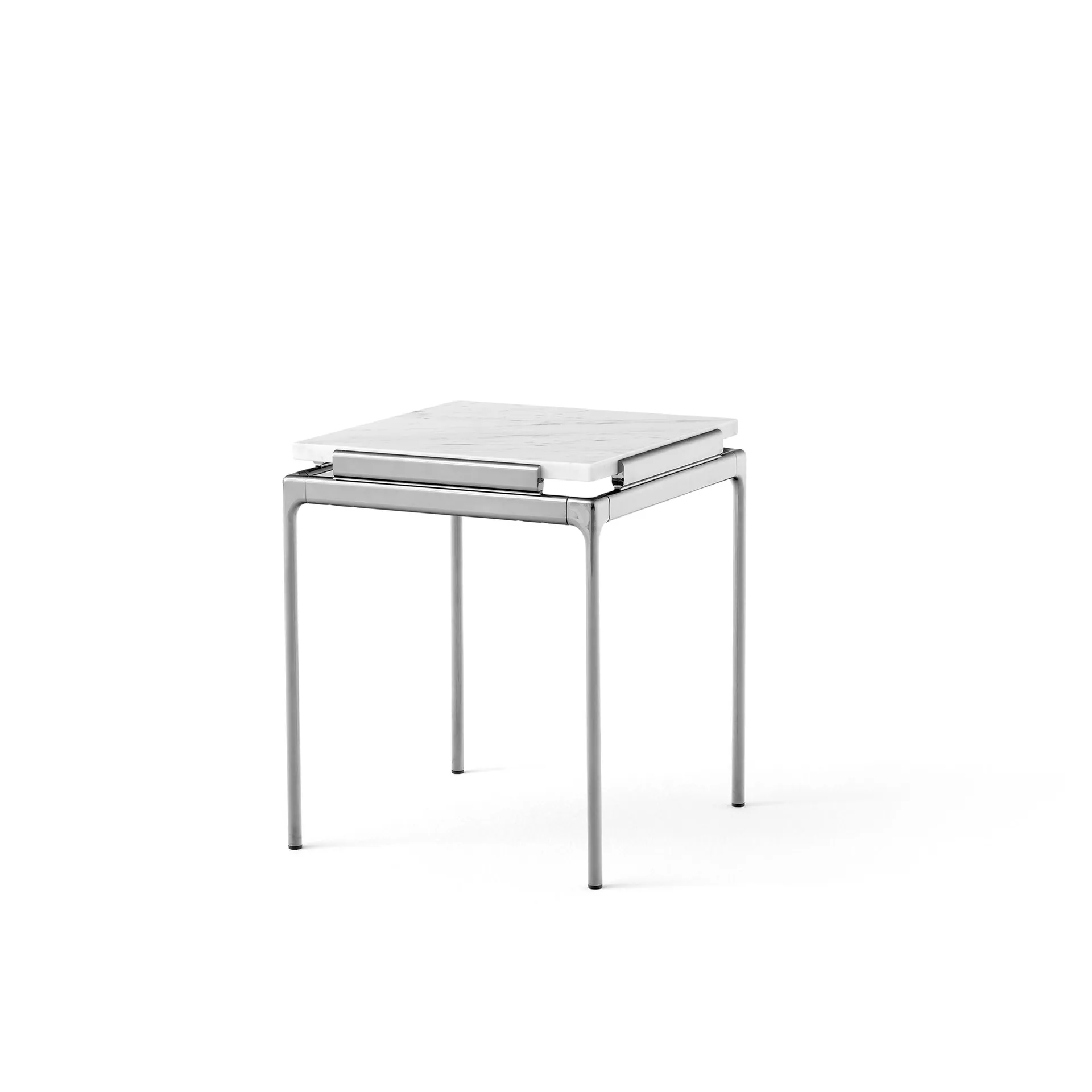 Sett LN11 sidobord, Bianco carrara-dark chrome &Tradition