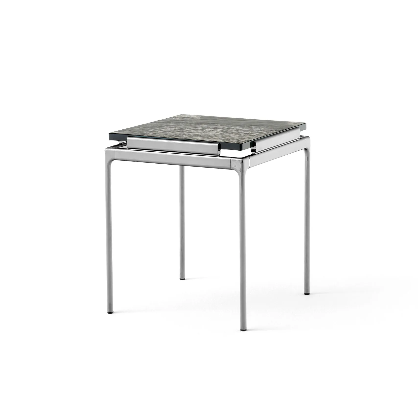 Sett LN11 sidobord, Smoked cast glass-dark chrome &Tradition
