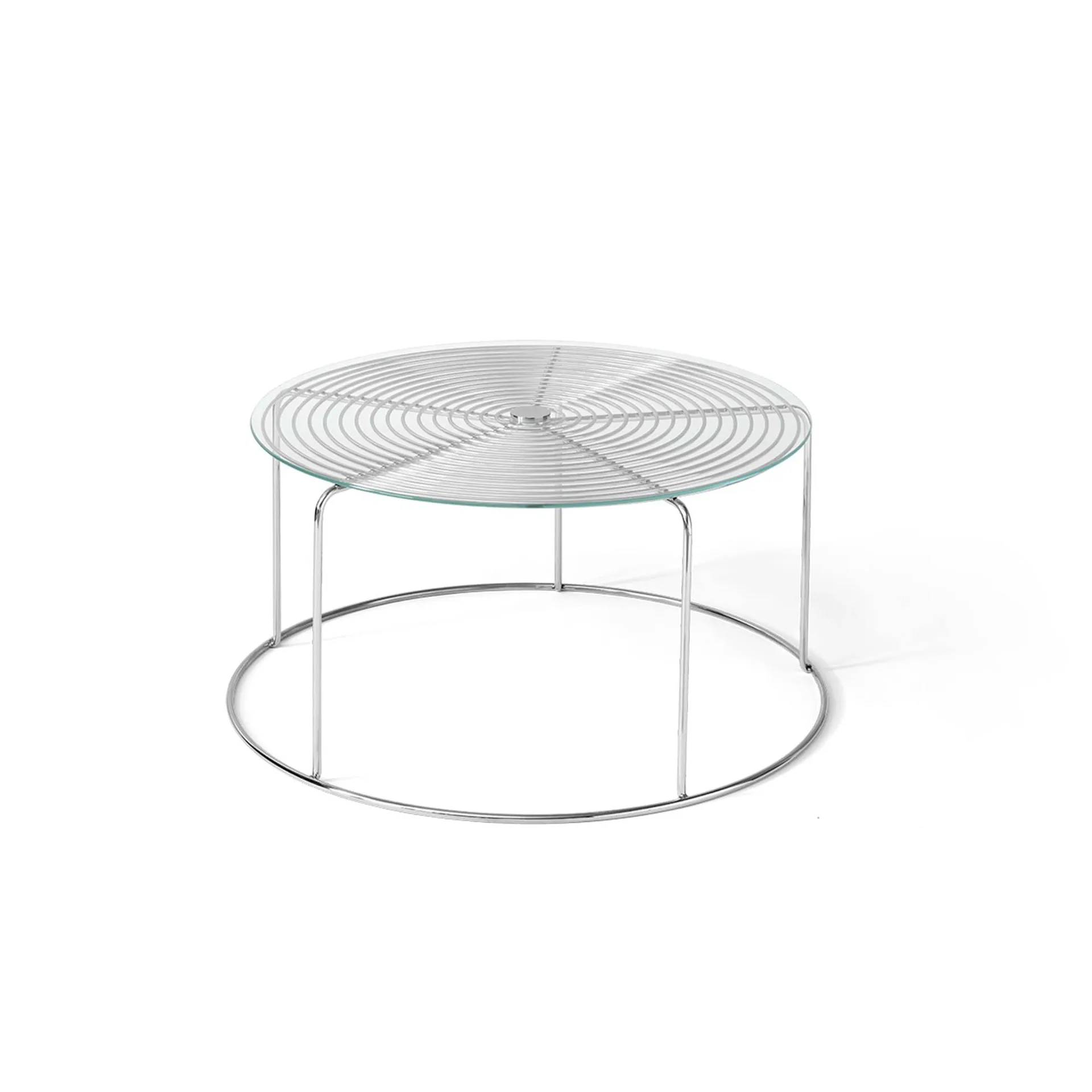 Wire VP17 soffbord, Rostfritt stål-glas, Ø74x36 cm &Tradition