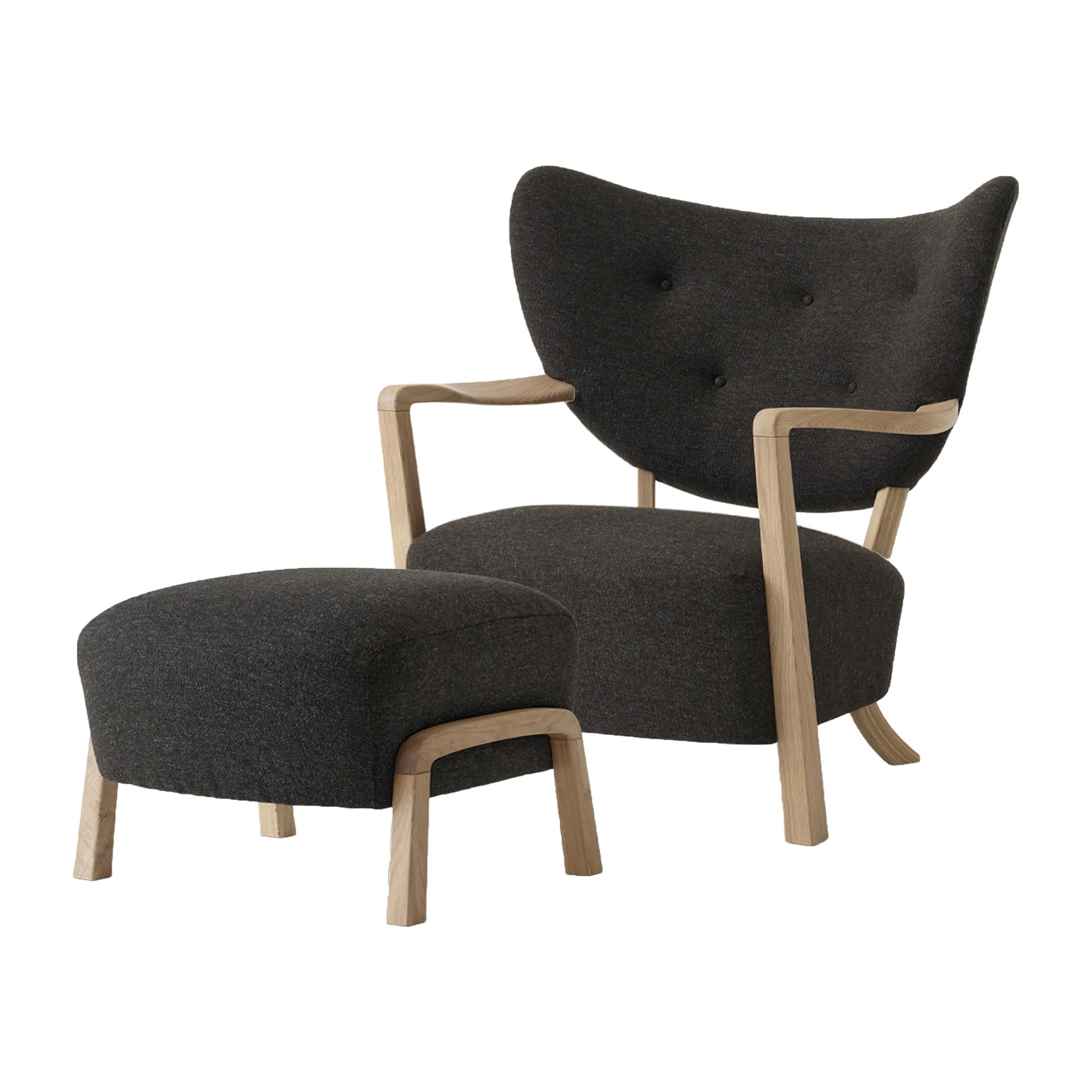 Wulff Lounge Chair ATD2 fåtölj inkl. pouf ATD3, Oljad ek-Hallingdal 376 &Tradition