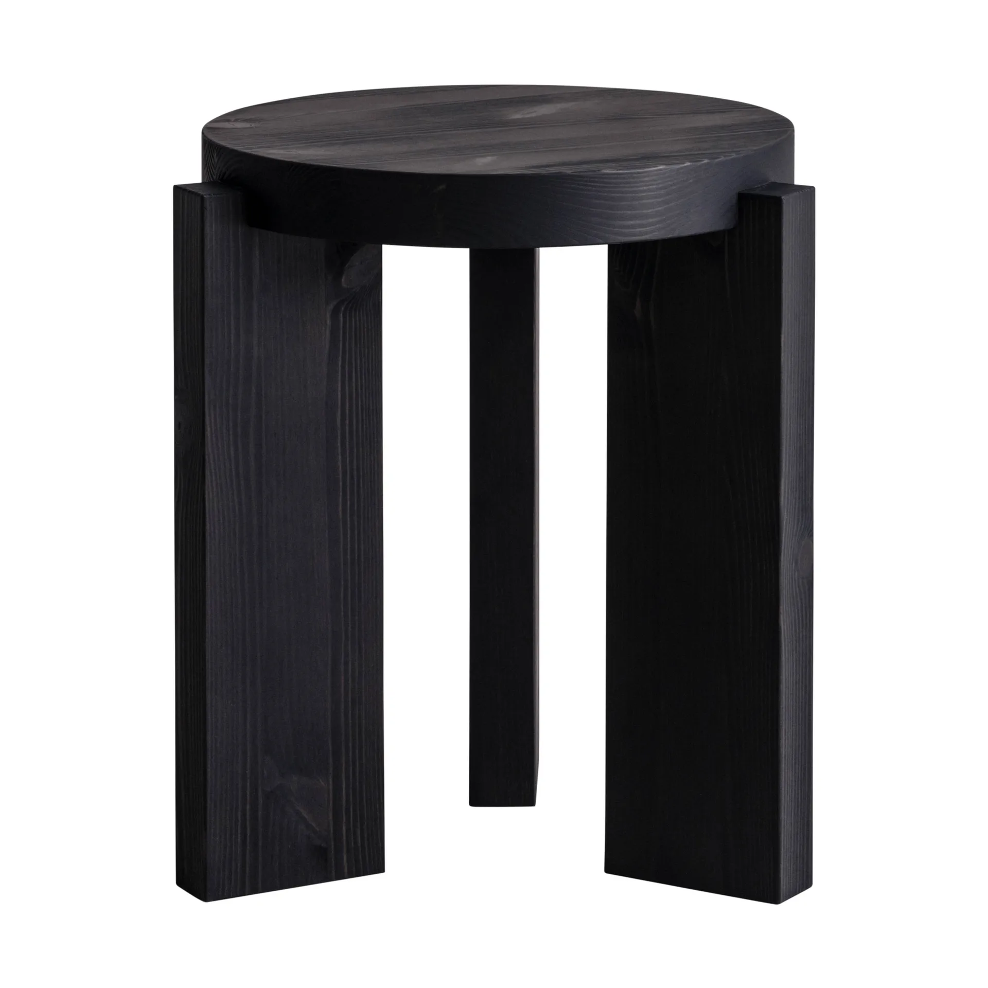 001 Stool rund pall, Svartbetsad furu, Ø40x44 cm Vaarnii