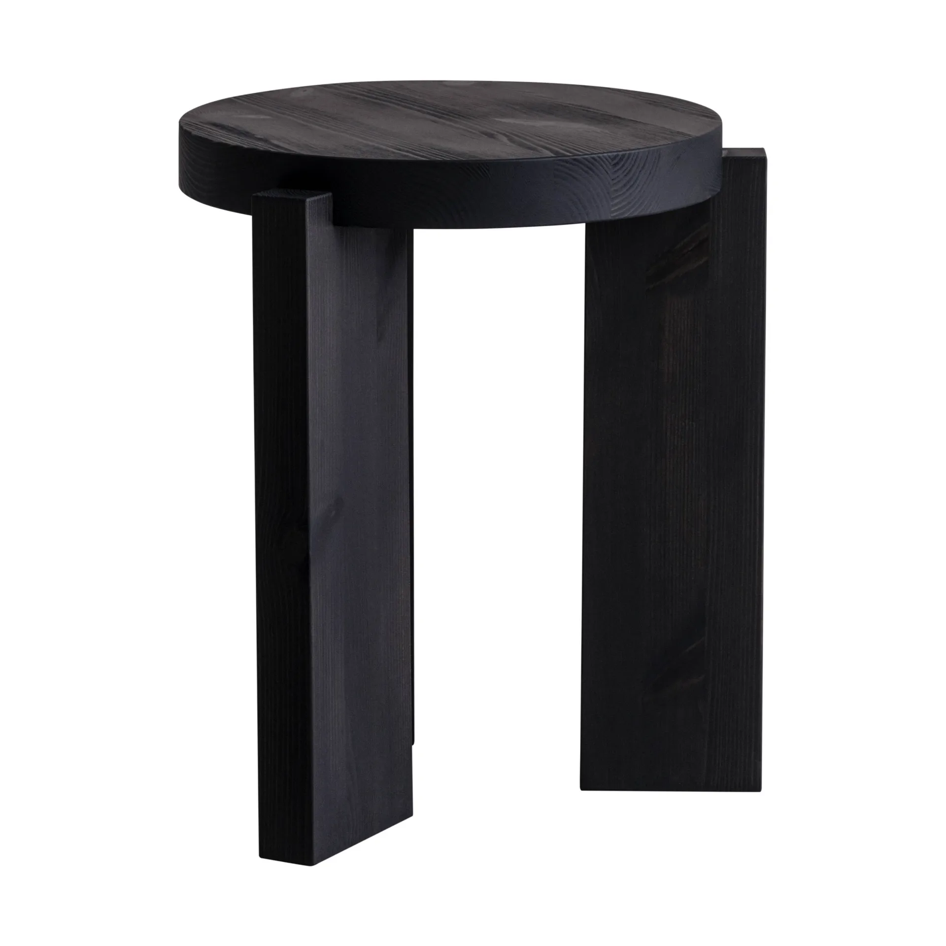 001 Stool rund pall, Svartbetsad furu, Ø40x44 cm Vaarnii