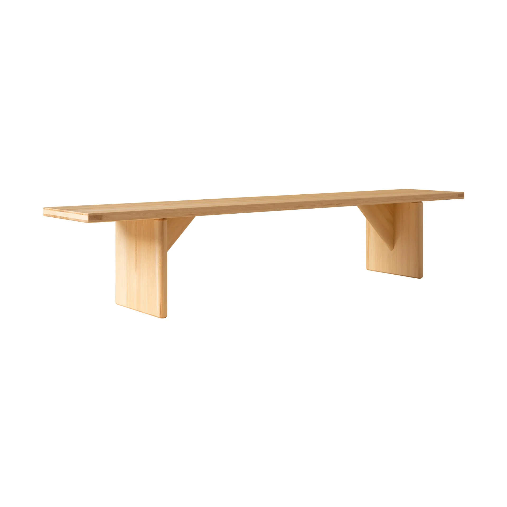 012 Kolmio Bench bänk, Matt oljevaxad furu, 227x42x45 cm Vaarnii