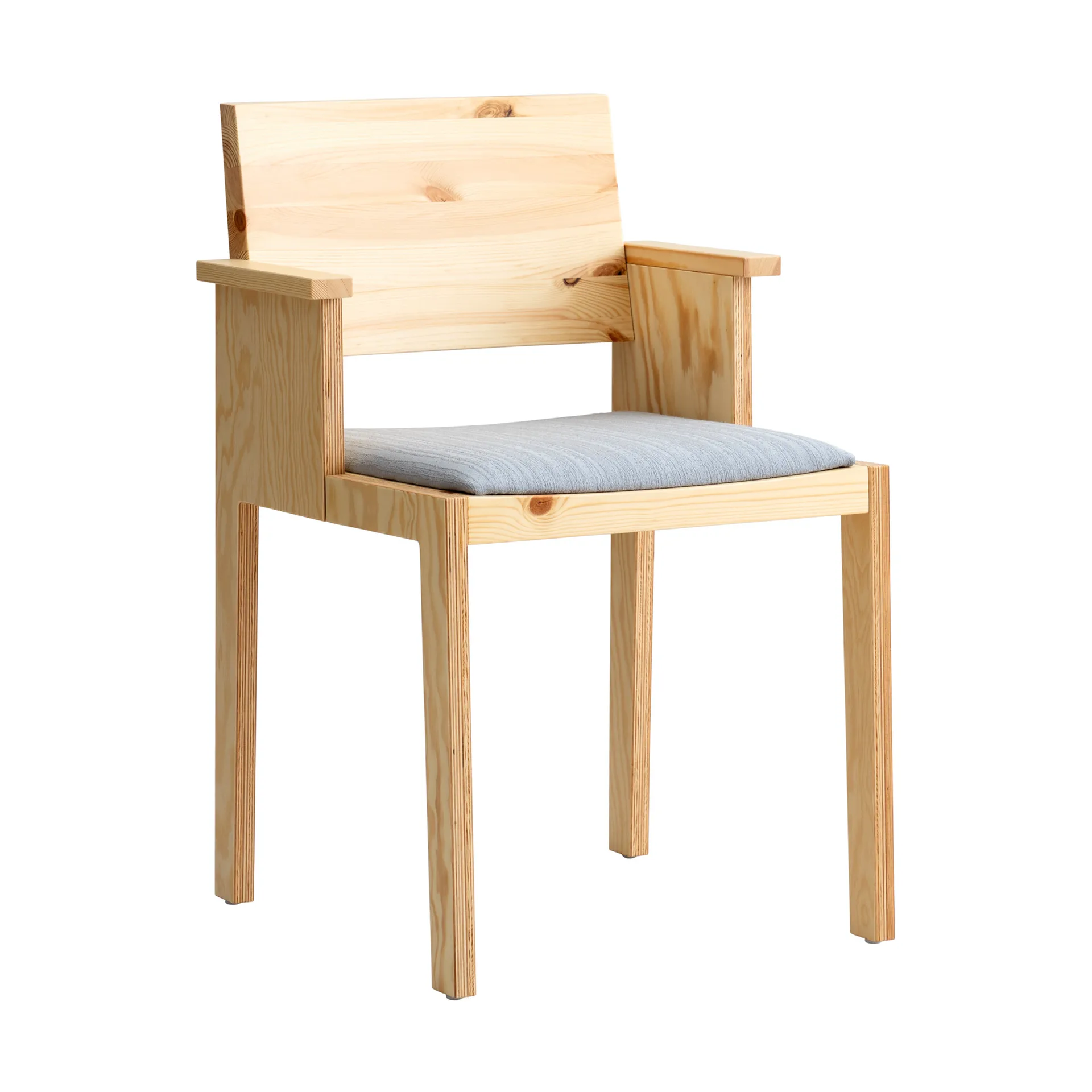 016 Maasto Dining Armchair karmstol, Matt oljevaxad furu, klädd sits grå Vaarnii