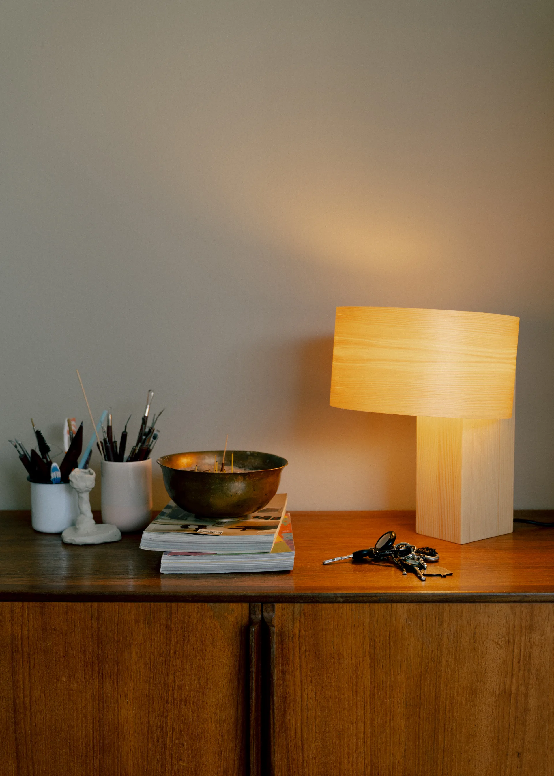018 Hoop Table Lamp bordslampa, Matt oljevaxad furu, 34 cm Vaarnii