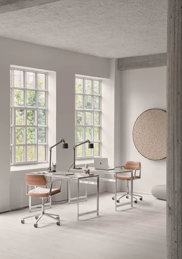 Vipp453+ Swivel kontorsstol med hjul - Pol. aluminium-camel leather - Vipp