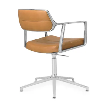 Vipp453+ Swivel kontorsstol - Pol. aluminium-camel leather - Vipp