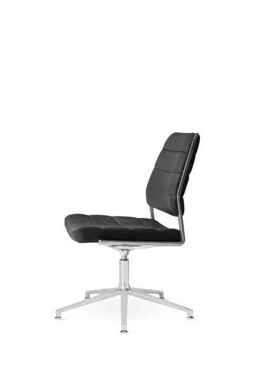 Vipp454+ Swivel chair kontorsstol - Black leather-polished aluminium - Vipp