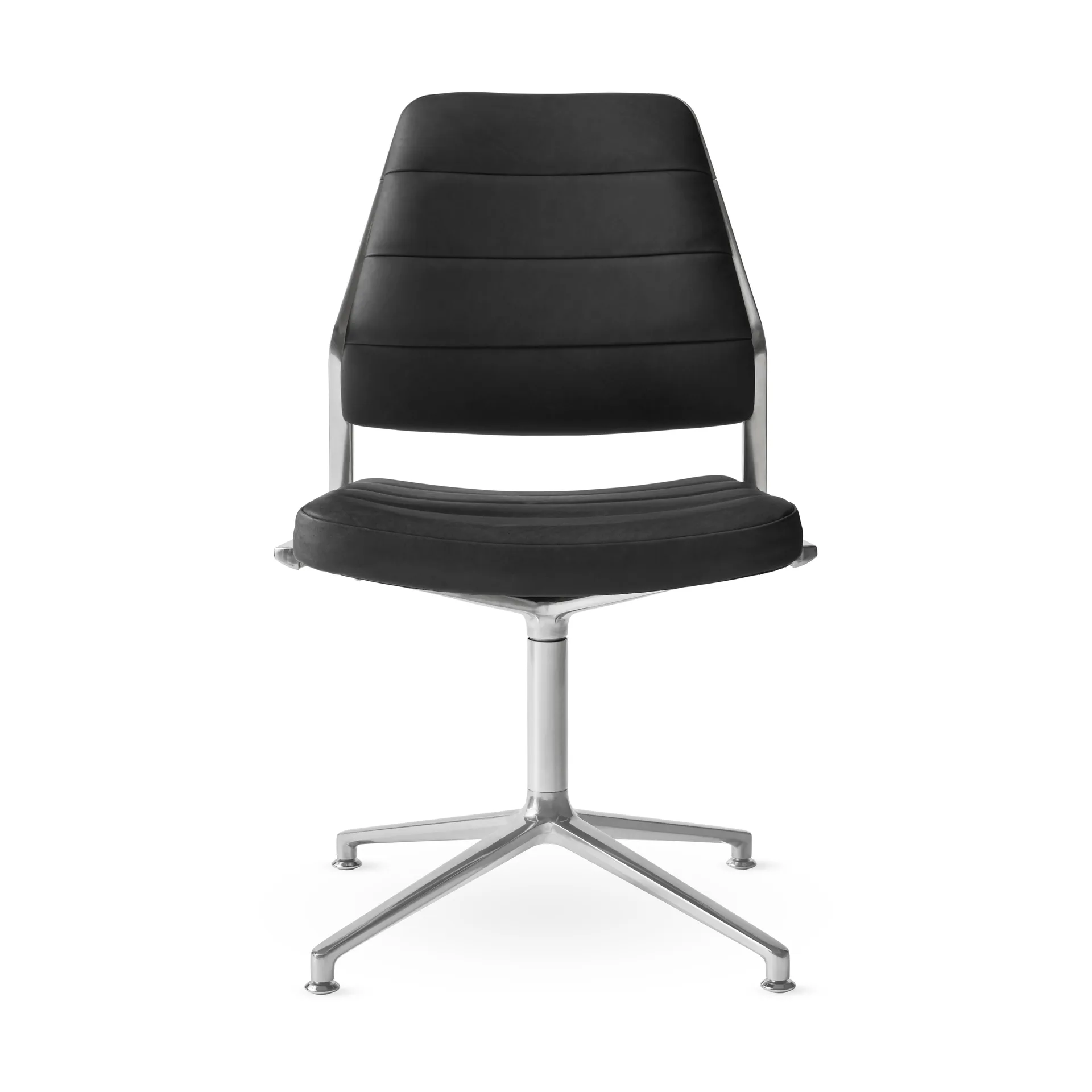 Vipp454 Swivel chair kontorsstol, Black leather-polished aluminium Vipp