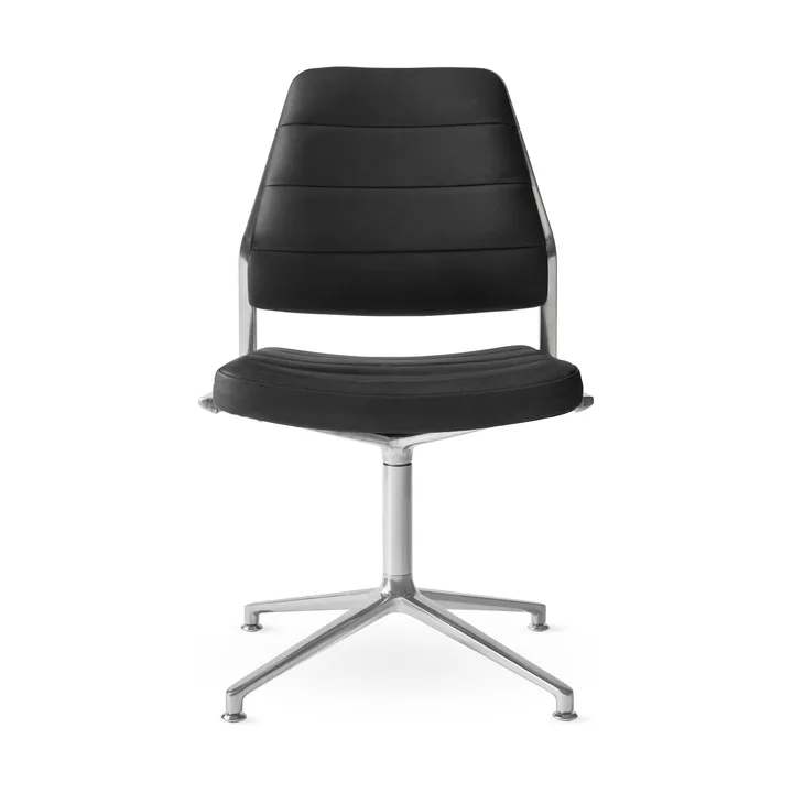 Vipp454 Swivel chair kontorsstol - Black leather-polished aluminium - Vipp