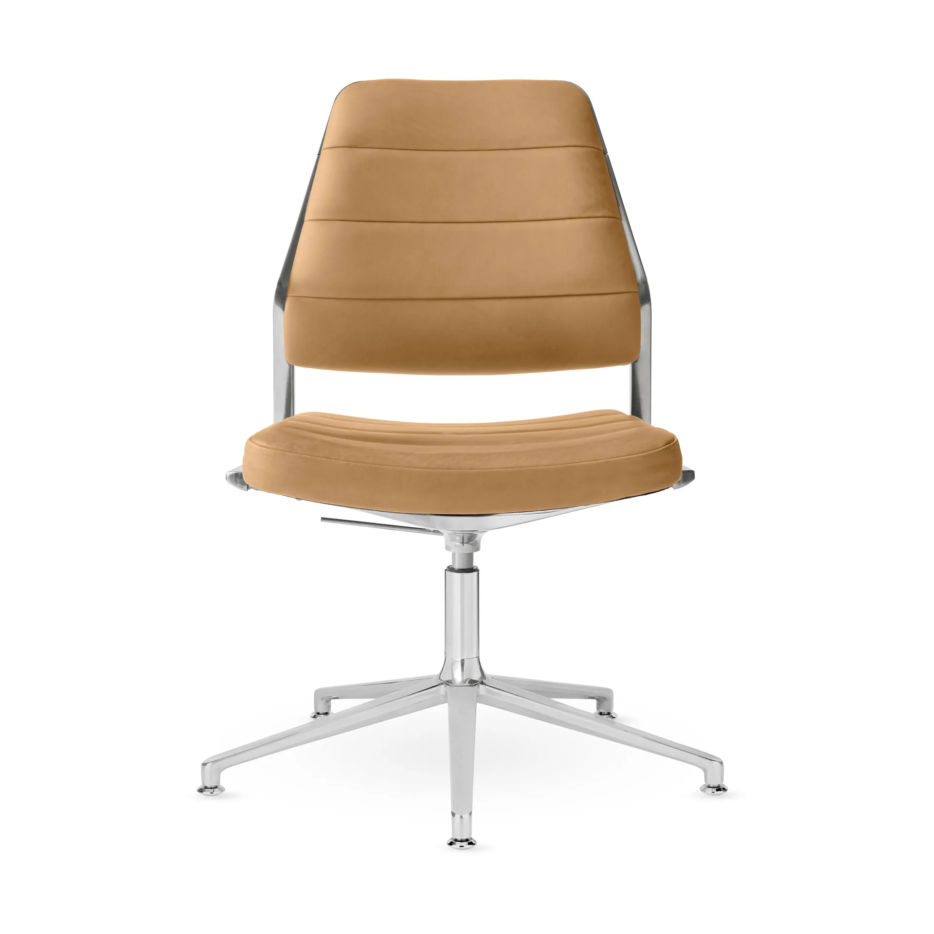 Vipp454+ Swivel chair kontorsstol, Camel leather-polished aluminium Vipp
