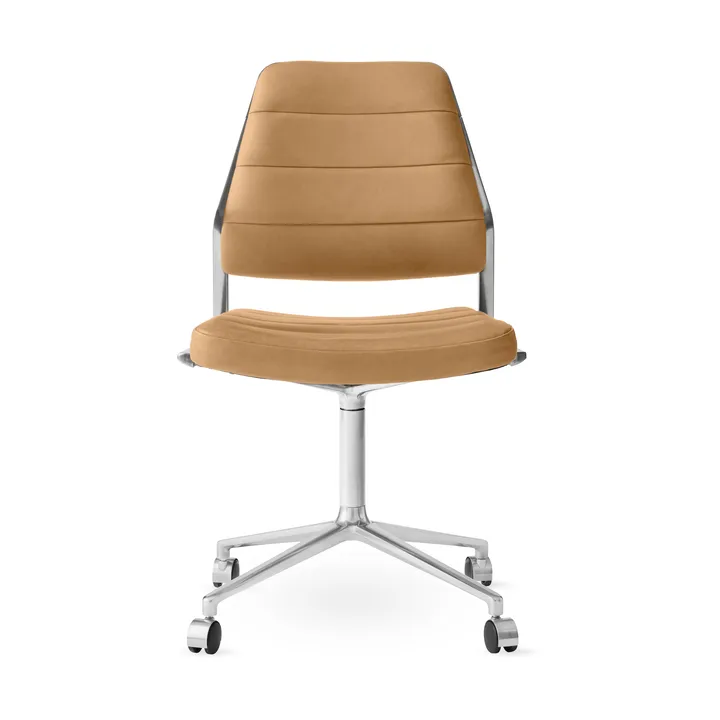 Vipp454 Swivel chair kontorsstol med hjul - Camel leather-polished aluminium - Vipp