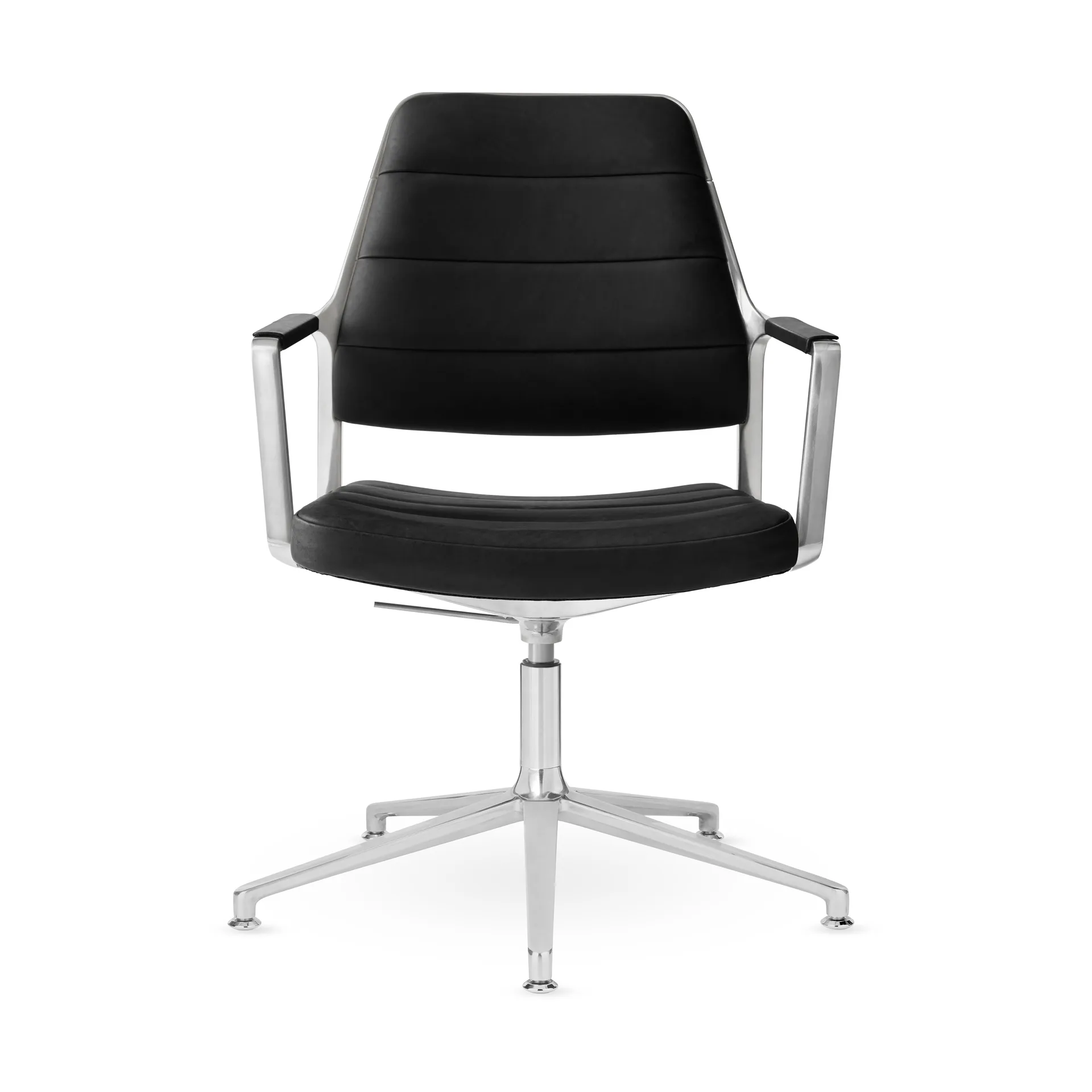 Vipp455+ Swivel chair kontorsstol, Black leather-polished aluminium Vipp