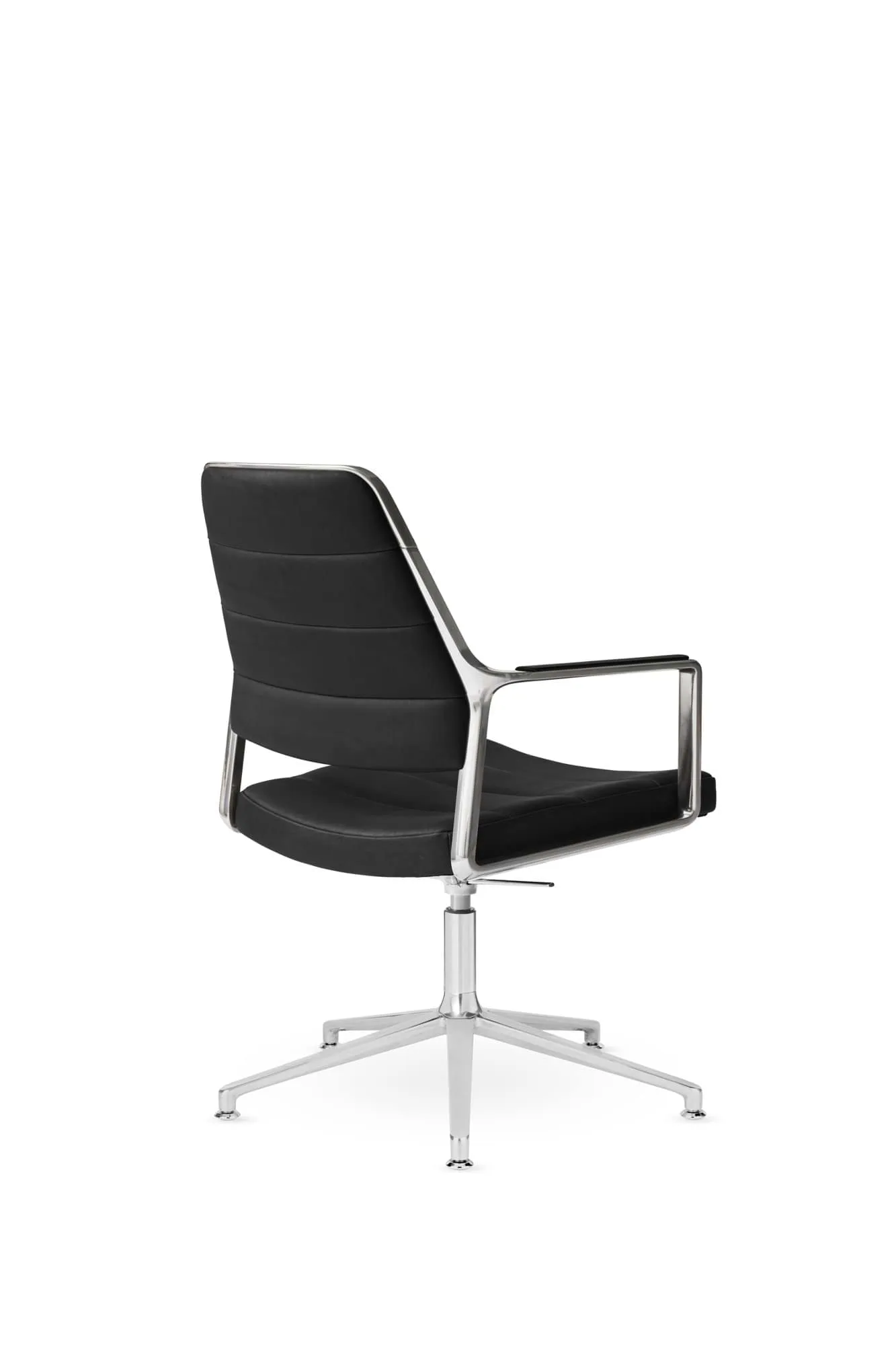 Vipp455+ Swivel chair kontorsstol, Black leather-polished aluminium Vipp