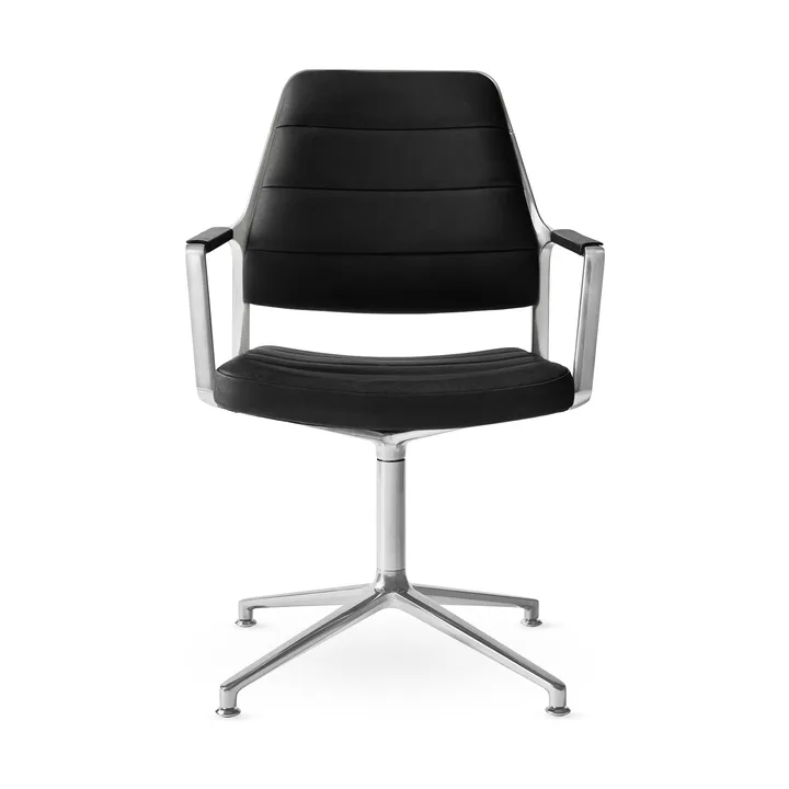 Vipp455 Swivel chair kontorsstol - Black leather-polished aluminium - Vipp