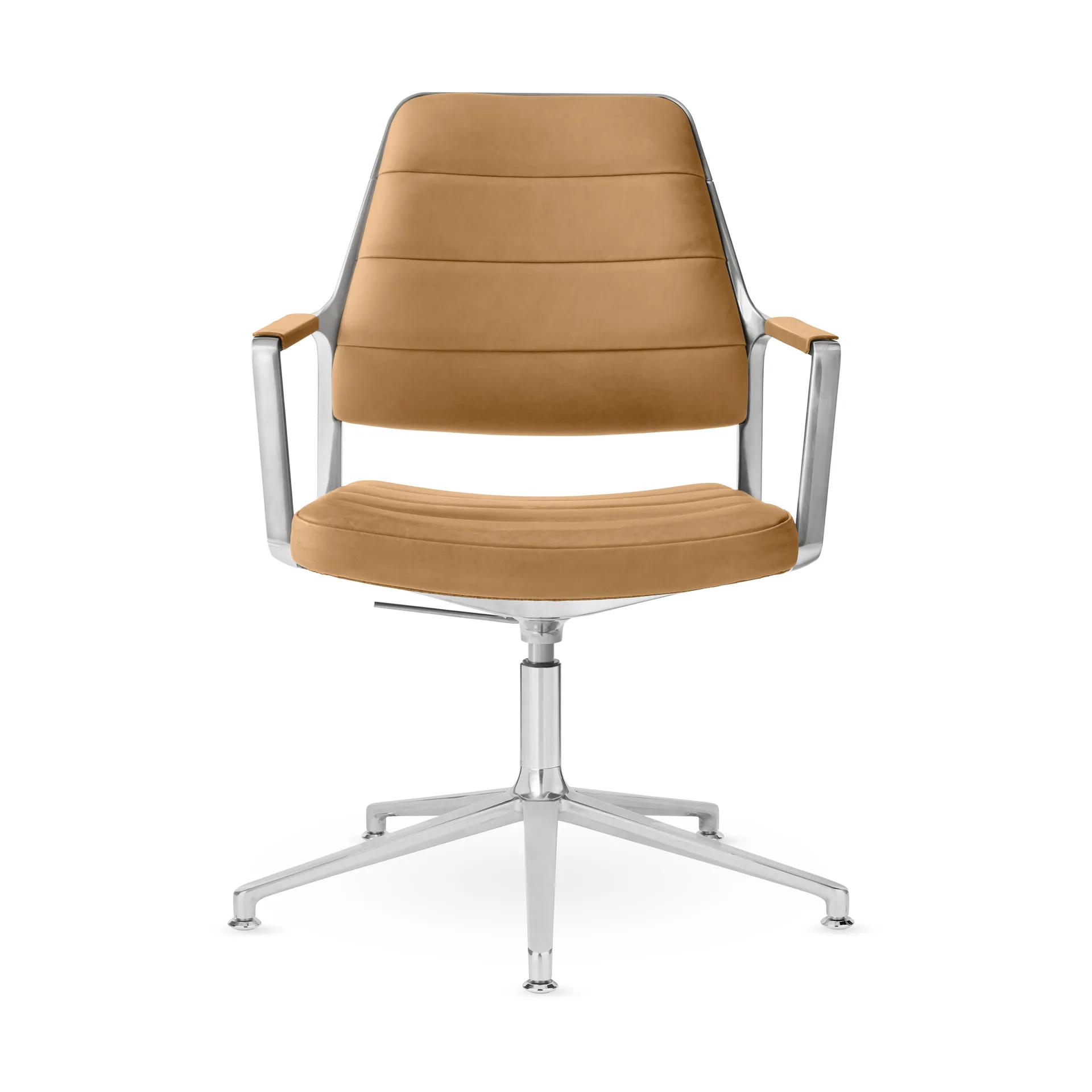 Vipp455+ Swivel chair kontorsstol, Camel leather-polished aluminium Vipp