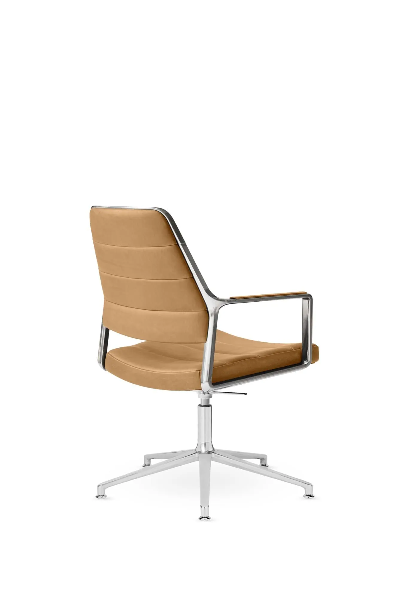 Vipp455+ Swivel chair kontorsstol, Camel leather-polished aluminium Vipp