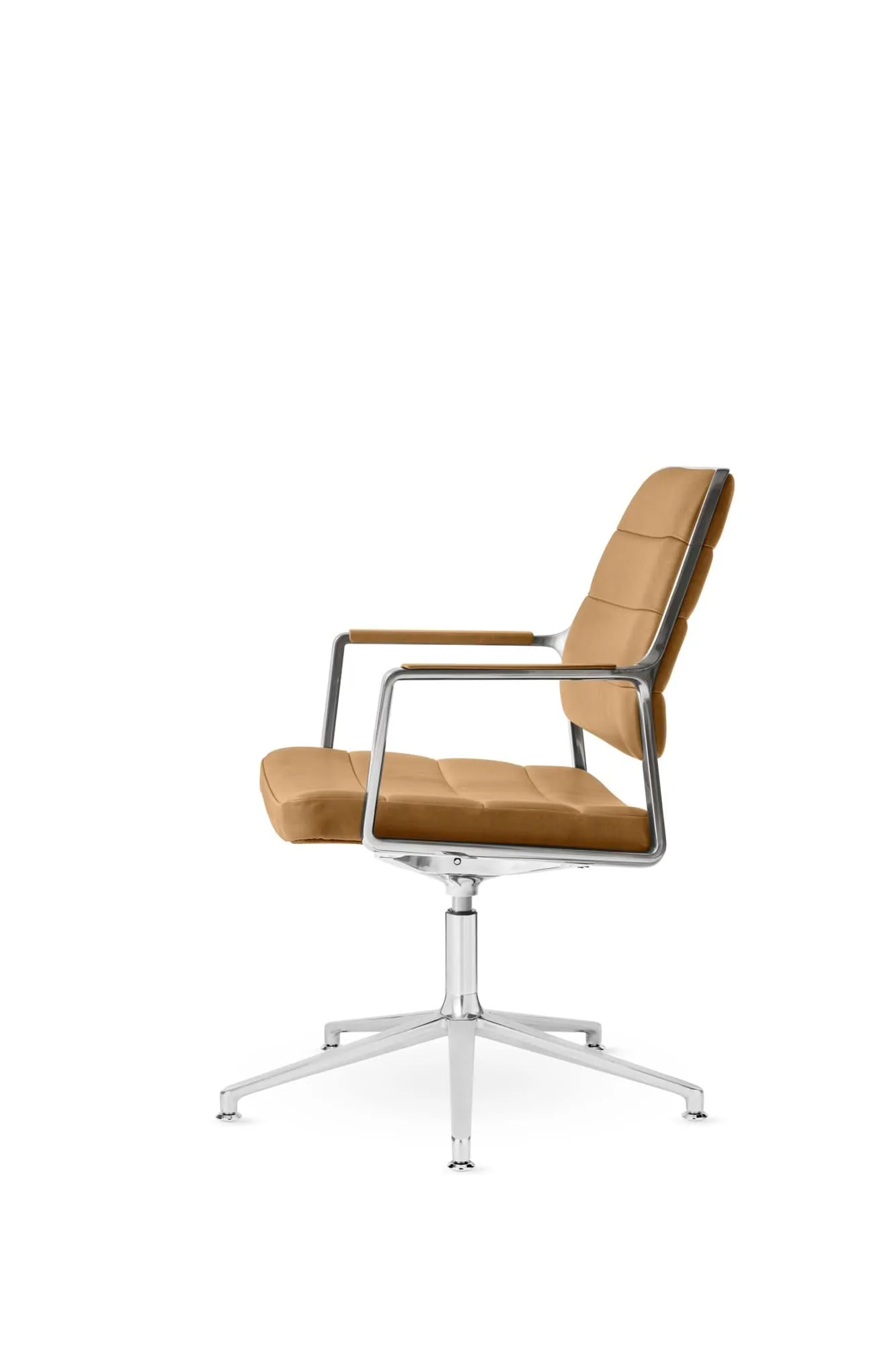 Vipp455+ Swivel chair kontorsstol, Camel leather-polished aluminium Vipp