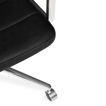Vipp455 Swivel chair kontorsstol med hjul - Black leather-polished aluminium - Vipp