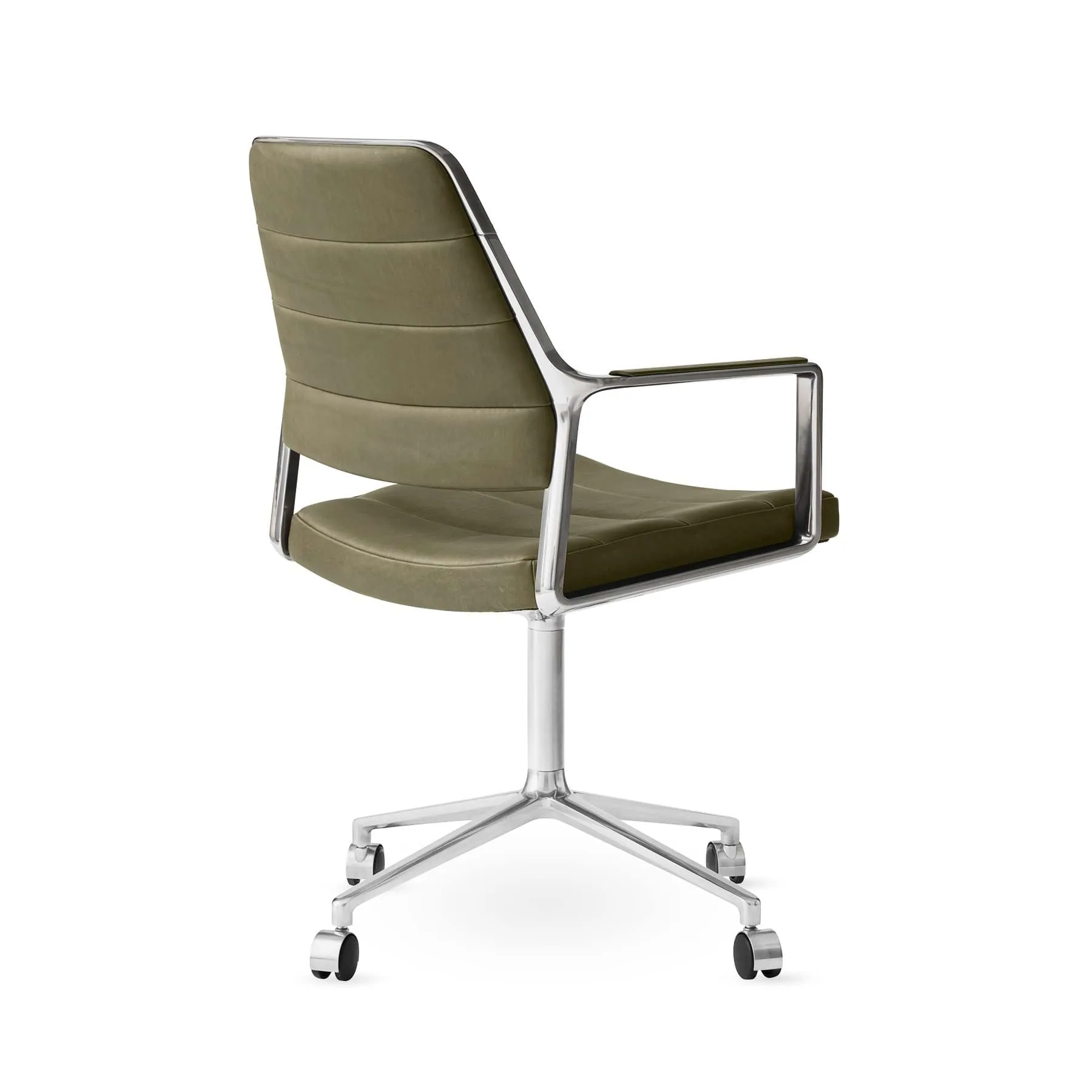 Vipp455 Swivel chair kontorsstol med hjul, Bosco leather green-polished aluminium Vipp