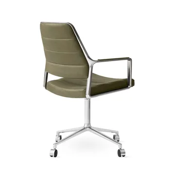 Vipp455 Swivel chair kontorsstol med hjul - Bosco leather green-polished aluminium - Vipp
