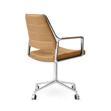 Vipp455 Swivel chair kontorsstol med hjul - Camel leather-polished aluminium - Vipp
