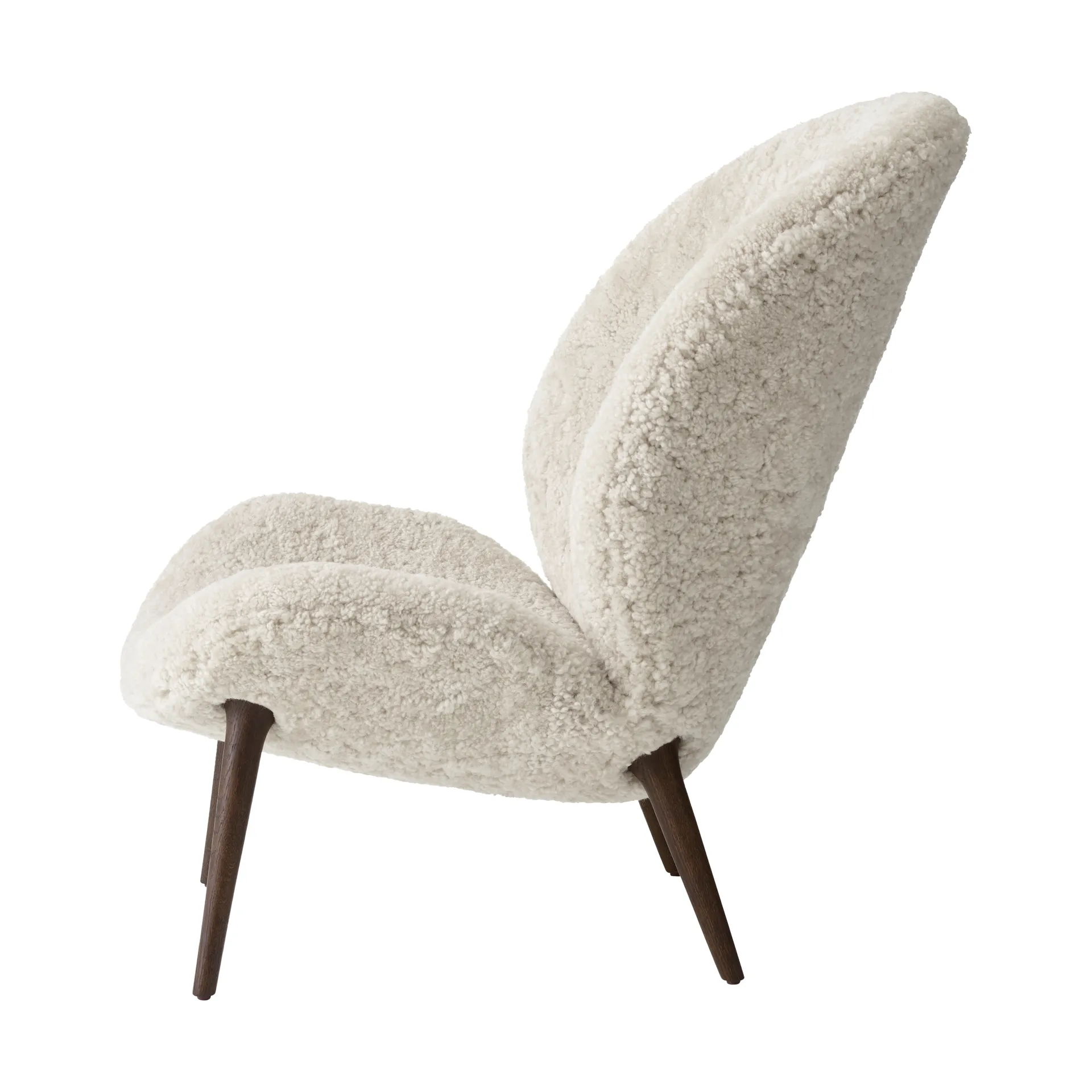 Vipp469 Lodge loungefåtölj low back, Curly 09 off white-dark oak Vipp