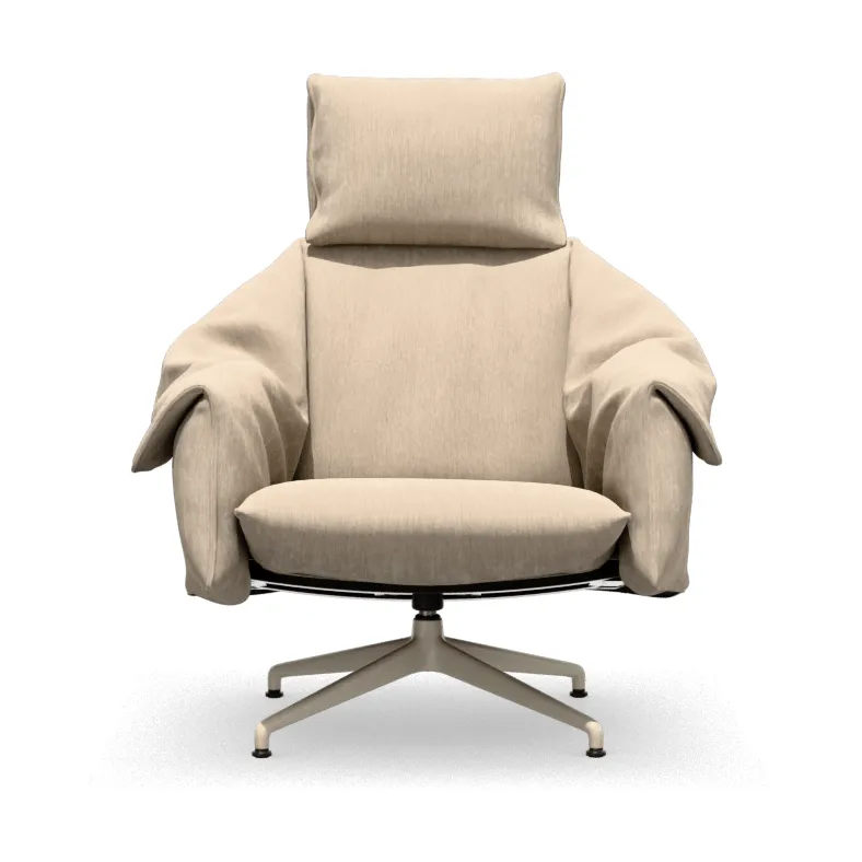 Bascule Highback fåtölj, Iroko cream-aluminium/chalk 4-star base, hög rygg Vitra