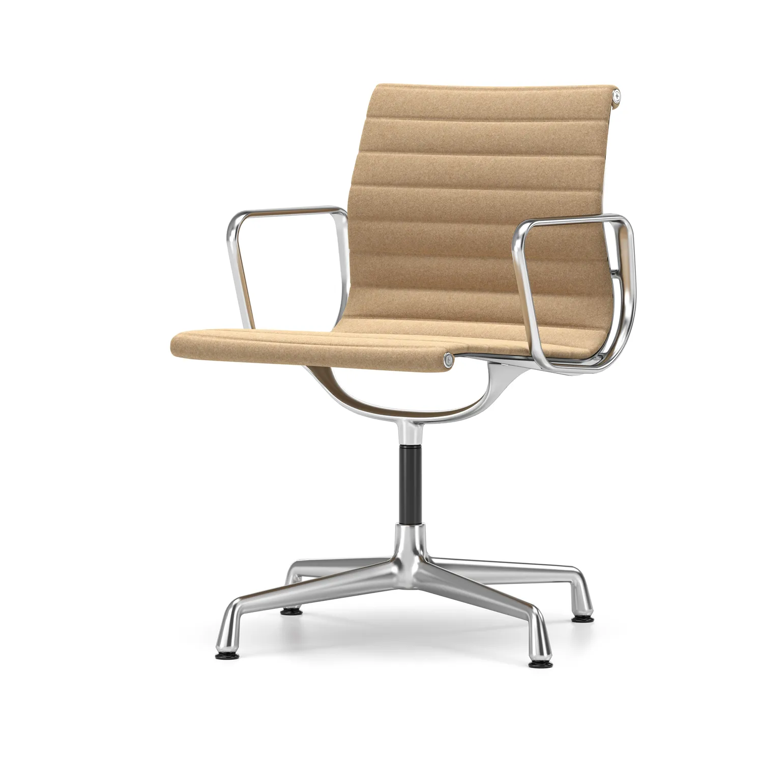 EA 104 stol med armstöd polerat kromat snurrstativ, Papyrus (filttassar) Vitra