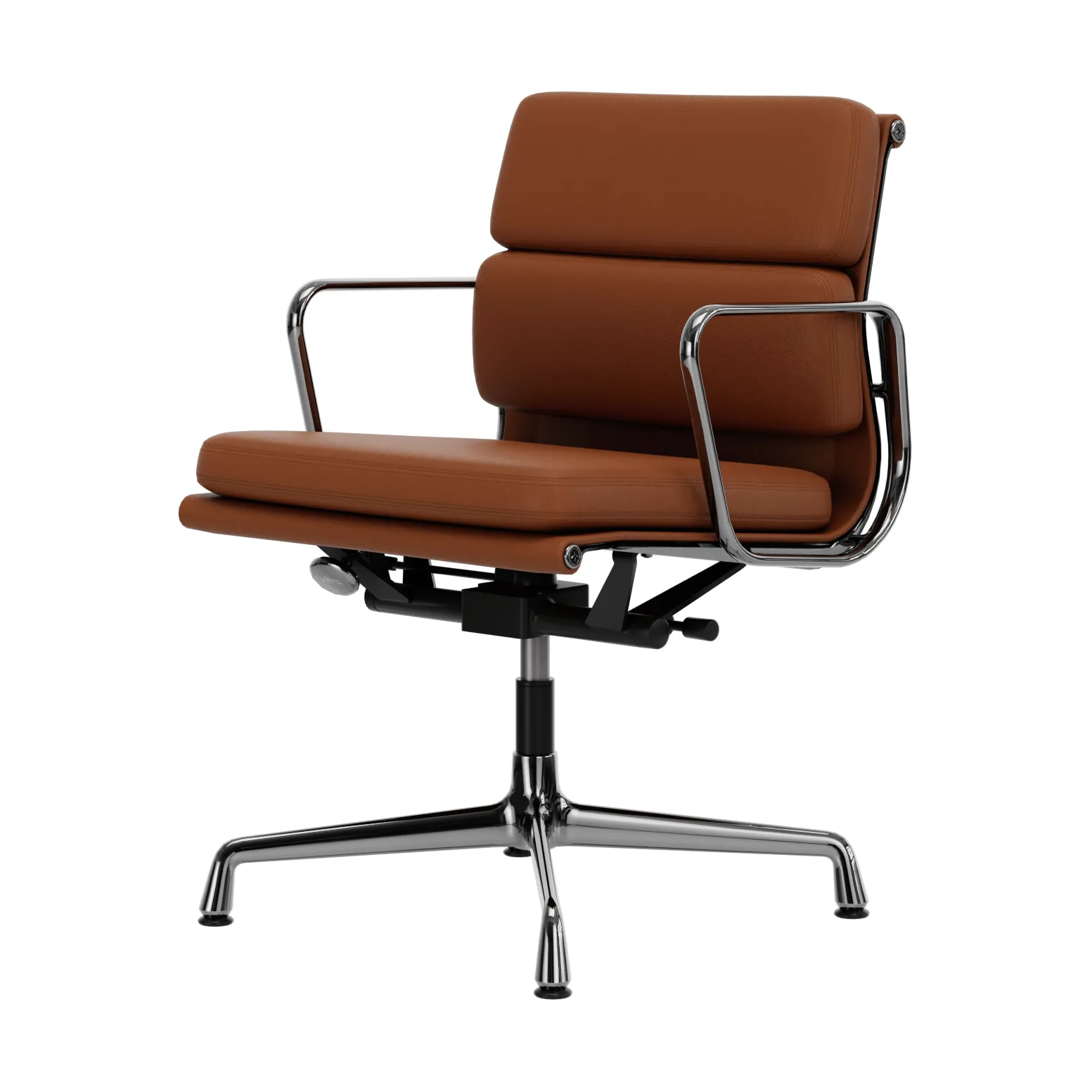 EA 231 Soft Pad Chair kontorsstol felt glides, 97 cognac leather L20-chrome Vitra