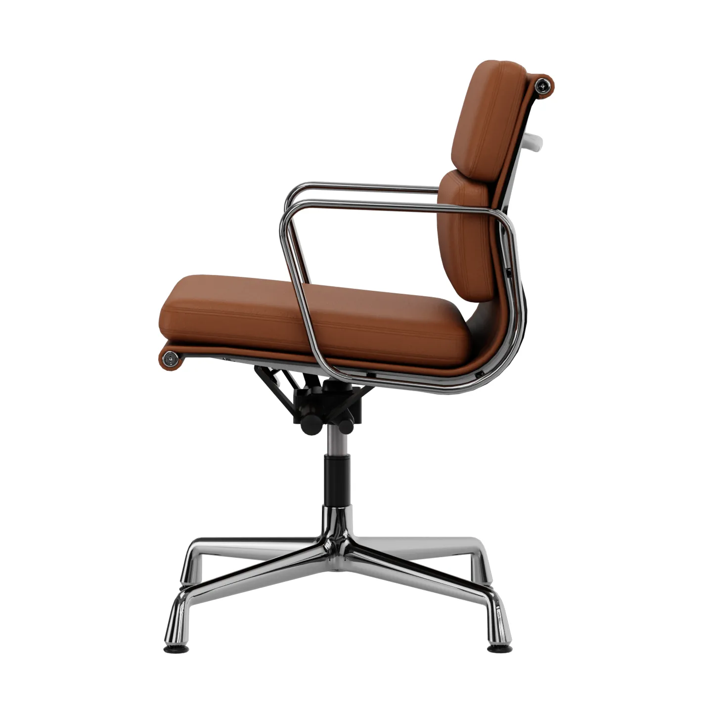 EA 231 Soft Pad Chair kontorsstol felt glides, 97 cognac leather L20-chrome Vitra