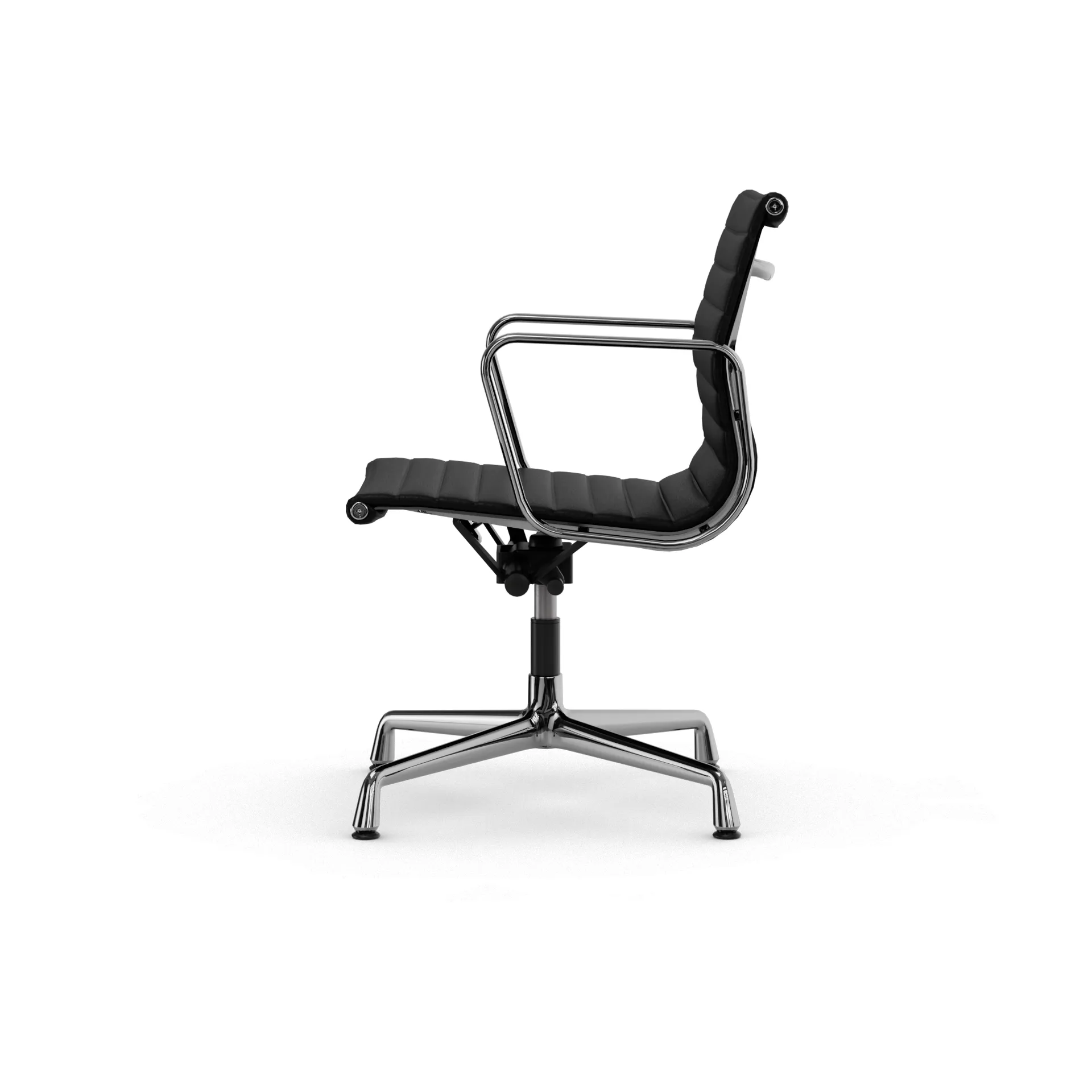 EA132 Aluminium Chair kontorsstol felt glides, 66 nero leather L20-chrome Vitra