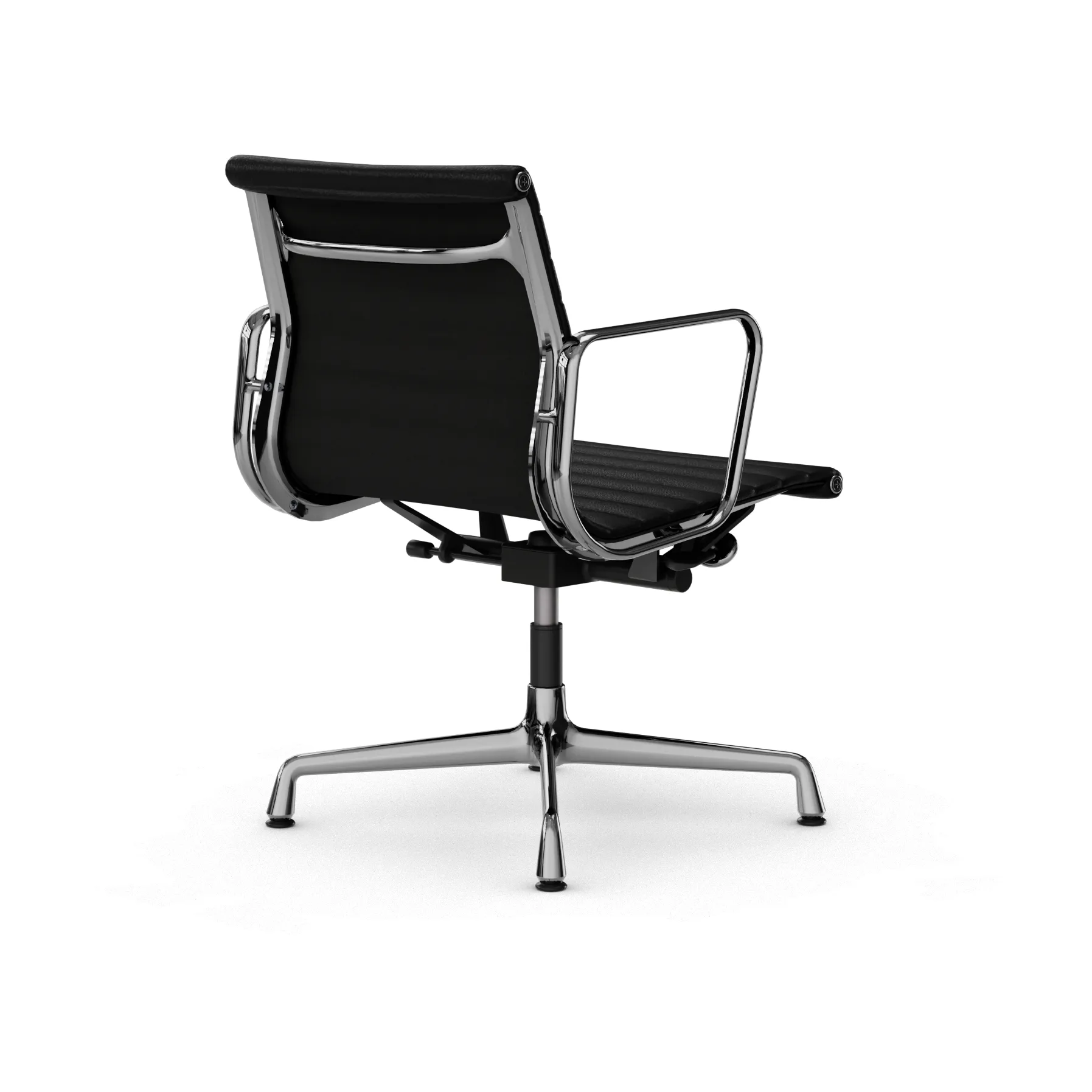 EA132 Aluminium Chair kontorsstol felt glides, 66 nero leather L20-chrome Vitra