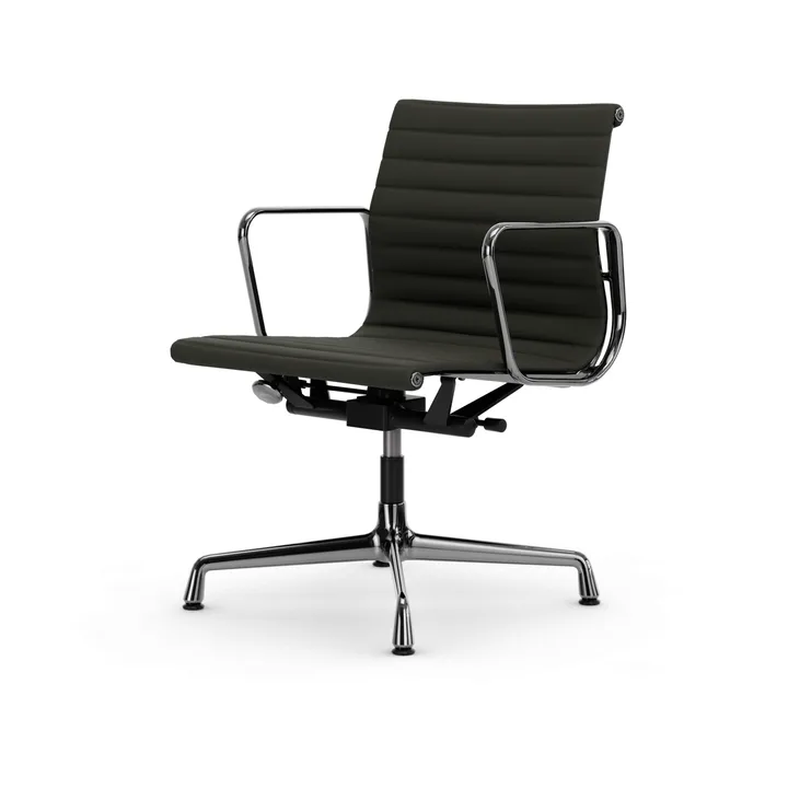 EA132 Aluminium Chair kontorsstol felt glides - 69 umbra grey leather L50-polished - Vitra