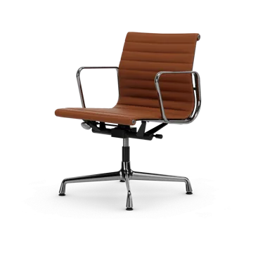 EA132 Aluminium Chair kontorsstol felt glides - 97 cognac leather L20-polished - Vitra
